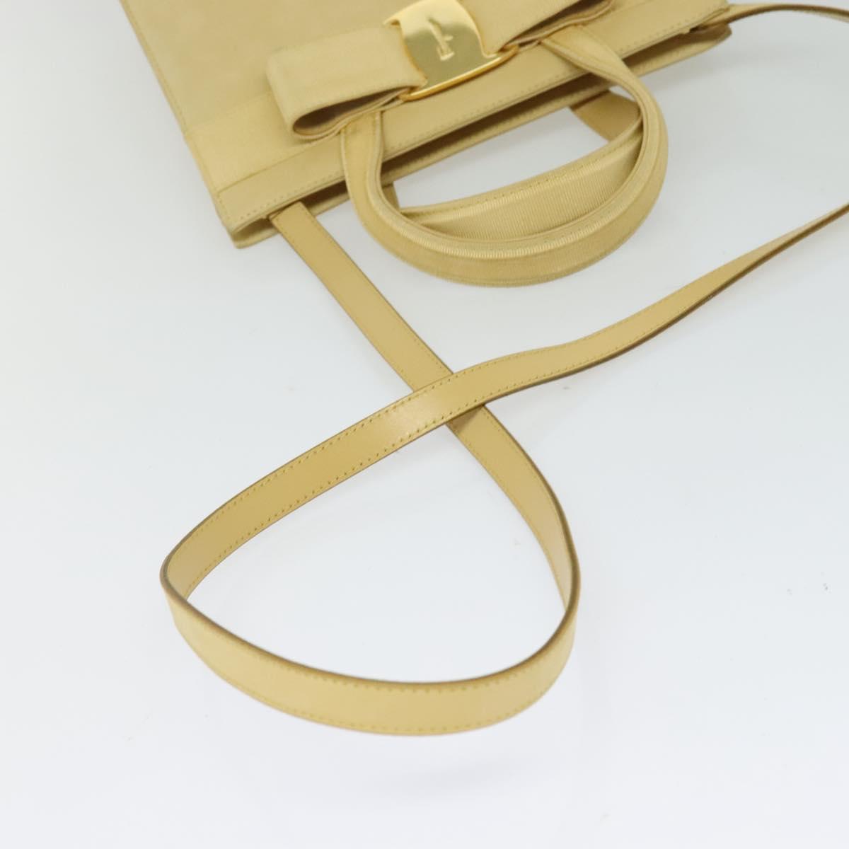Salvatore Ferragamo Vara Beige Suede Handbag (Pre-Owned)