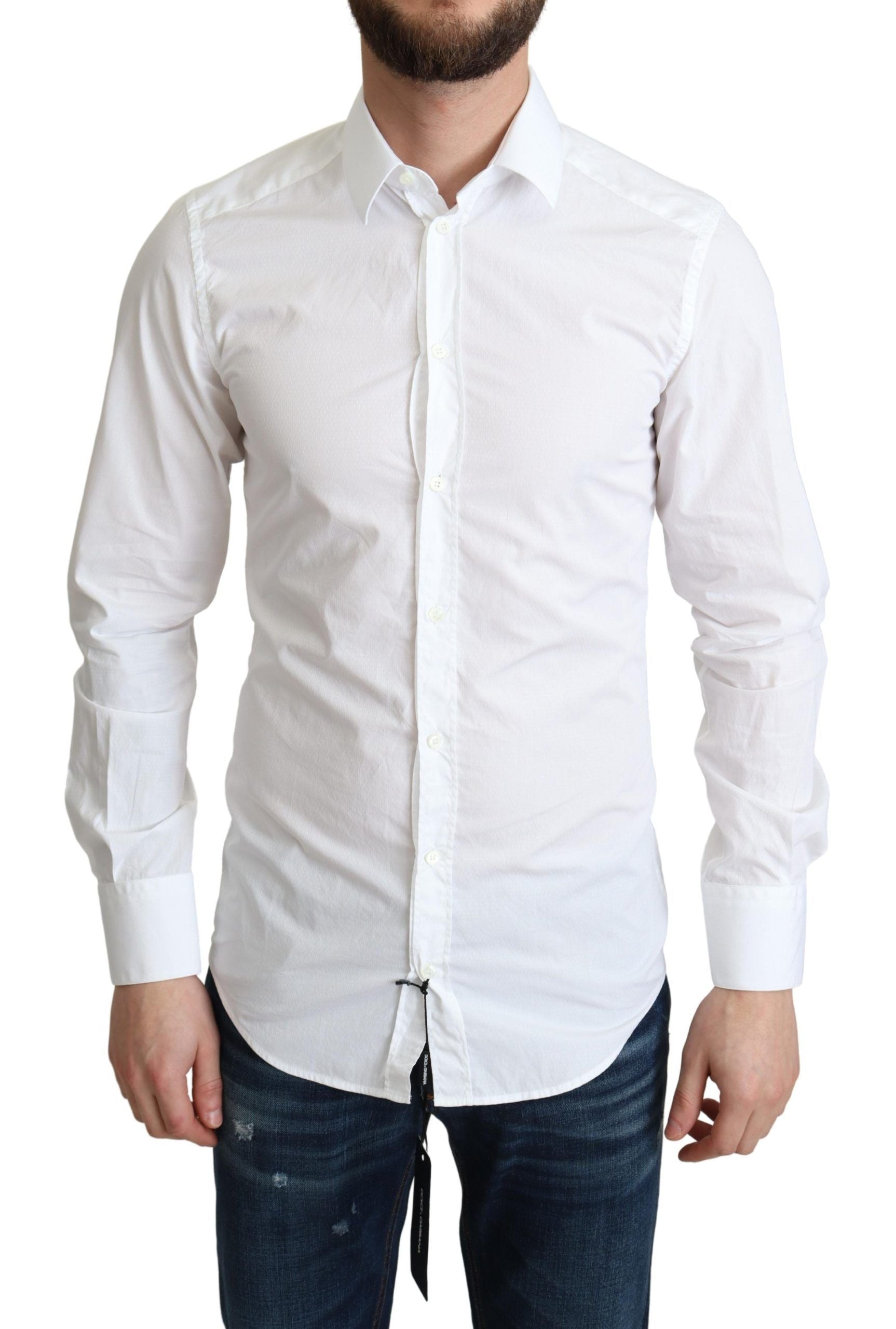 Dolce & Gabbana Elegant White Cotton Dress Men's Shirt