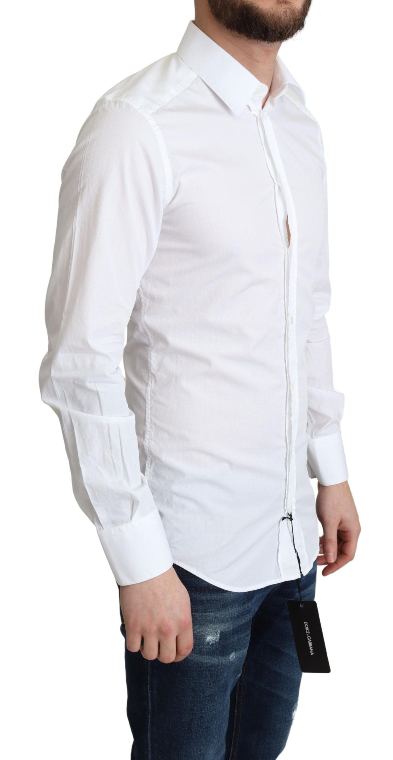 Dolce & Gabbana White Cotton Long Sleeves Men Formal Men's Shirt