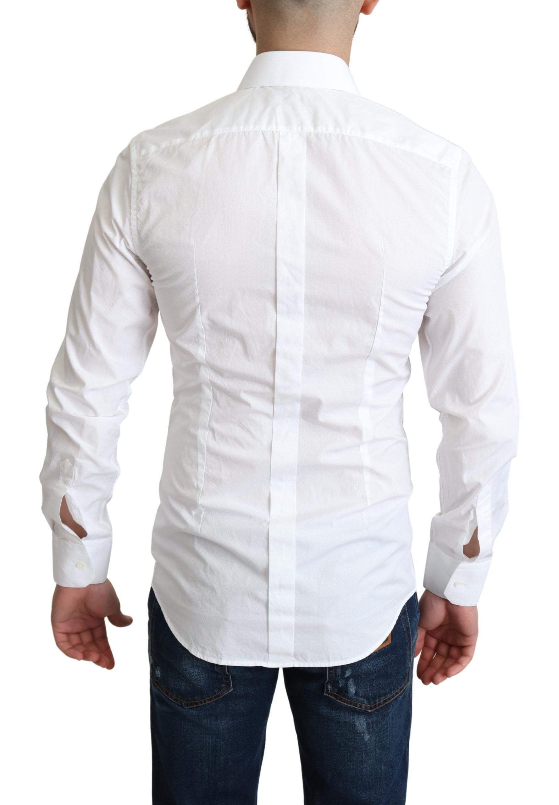 Dolce & Gabbana White Cotton Long Sleeves Men Formal Men's Shirt