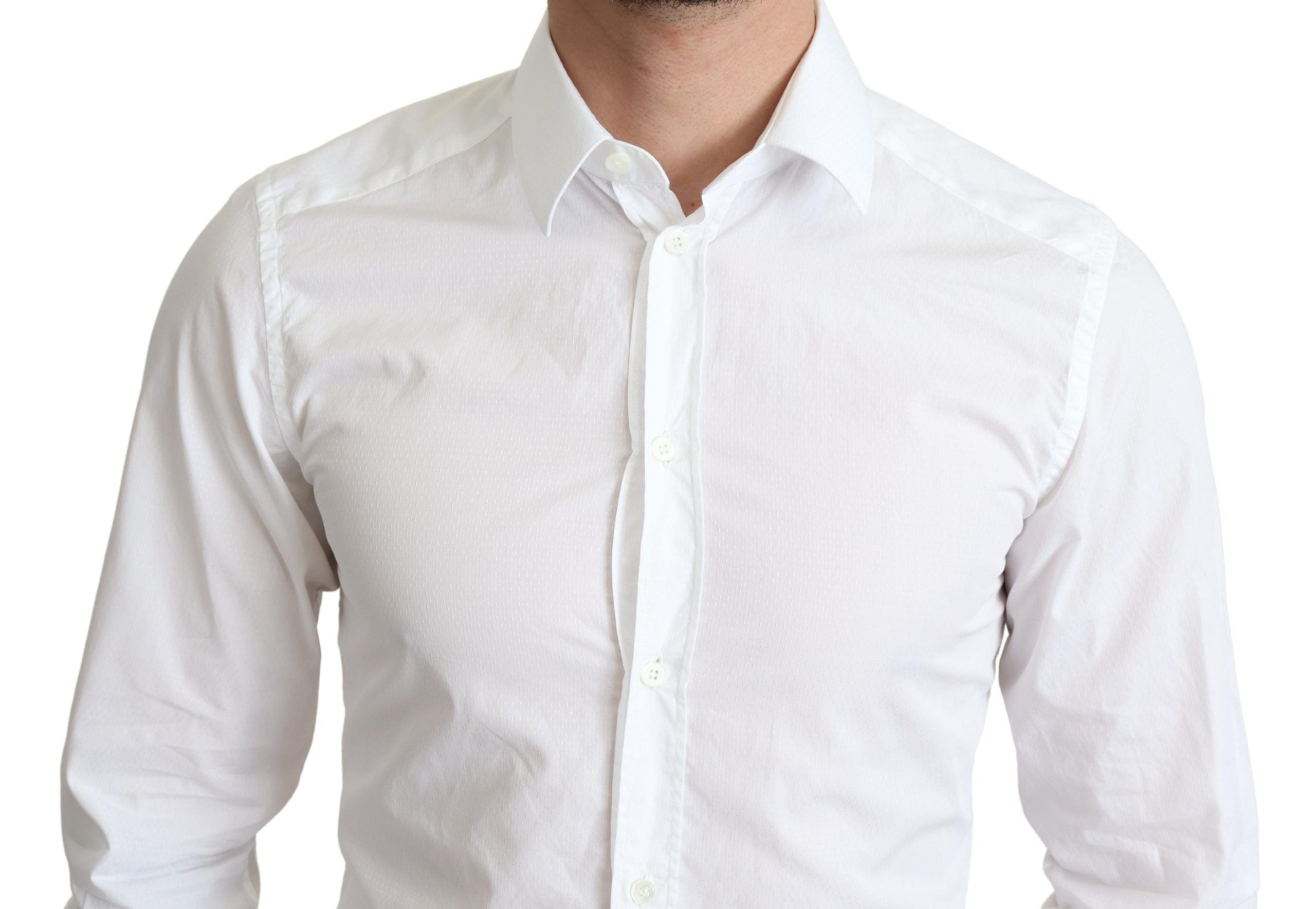 Dolce & Gabbana White Cotton Long Sleeves Men Formal Men's Shirt