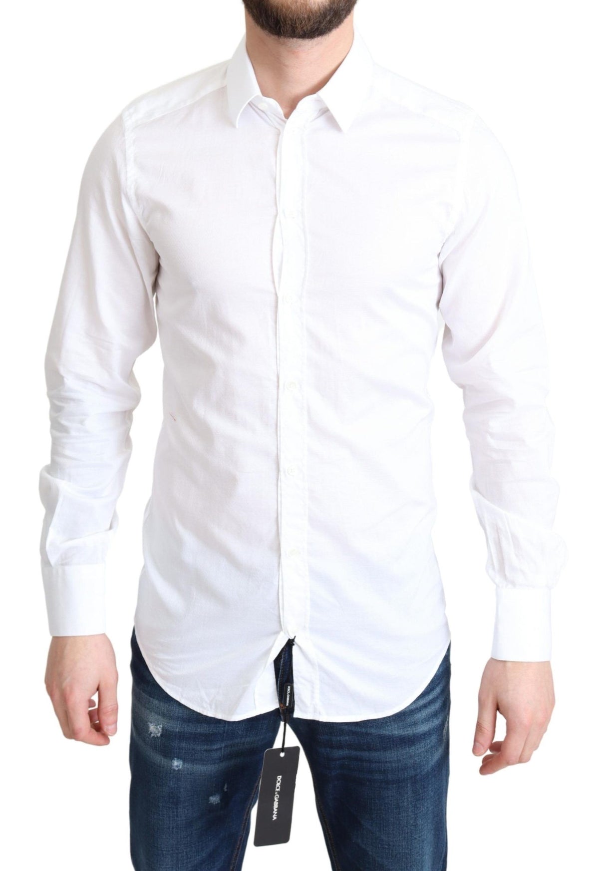 Dolce & Gabbana White Cotton Long Sleeves Formal Men's Shirt