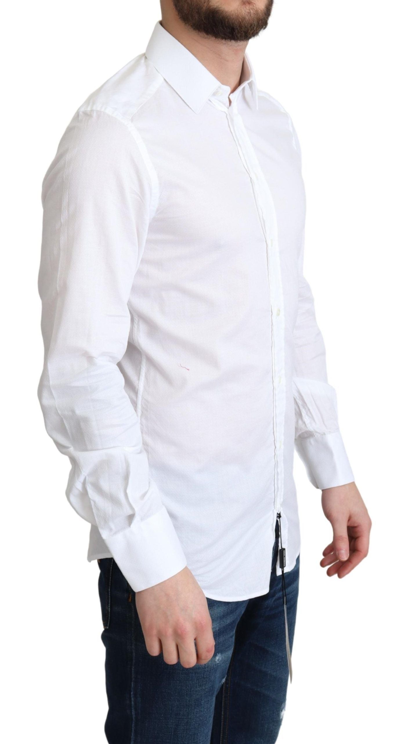 Dolce & Gabbana Elegant White Cotton Dress Shirt Slim Men's Fit