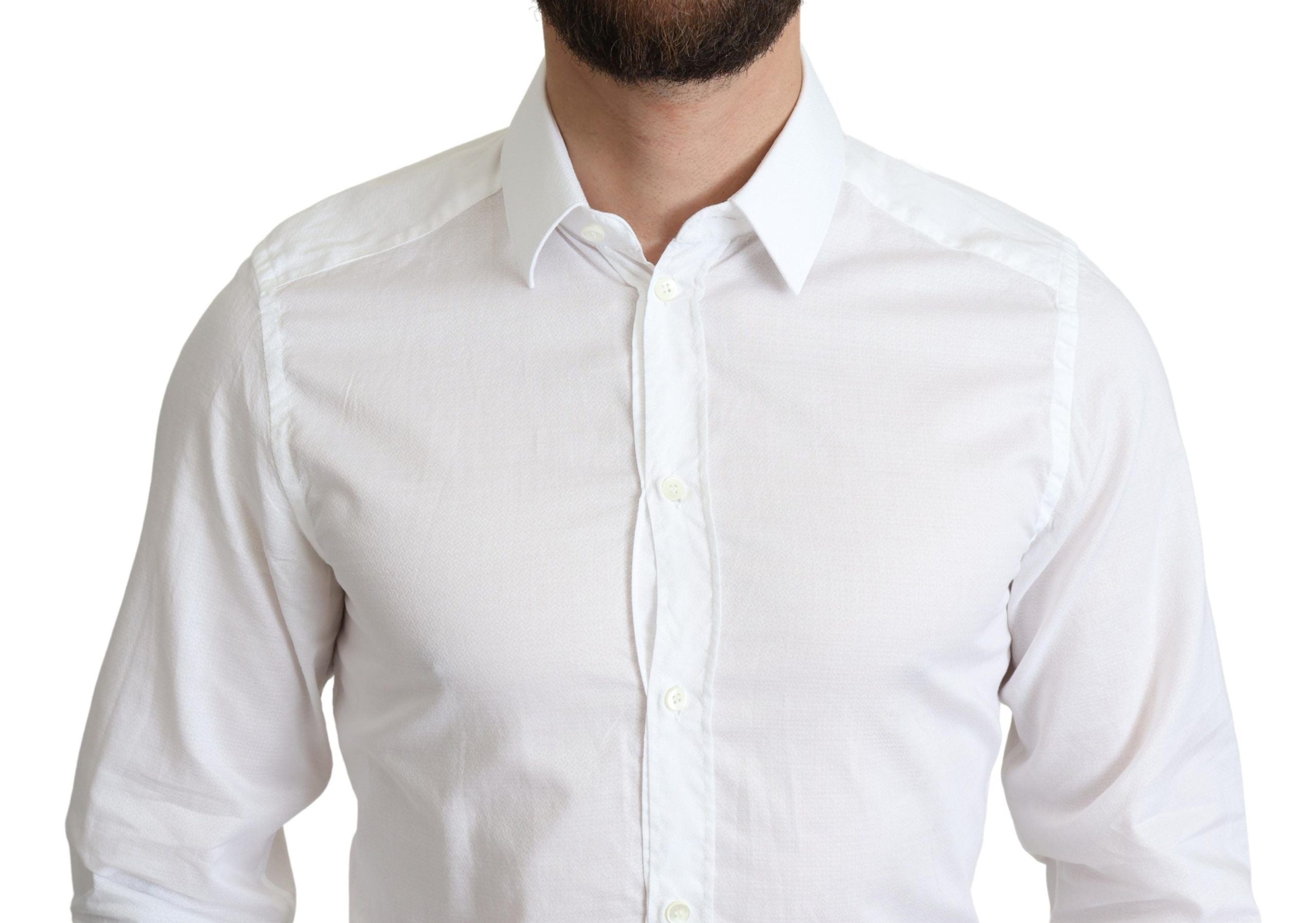Dolce & Gabbana White Cotton Long Sleeves Formal Men's Shirt