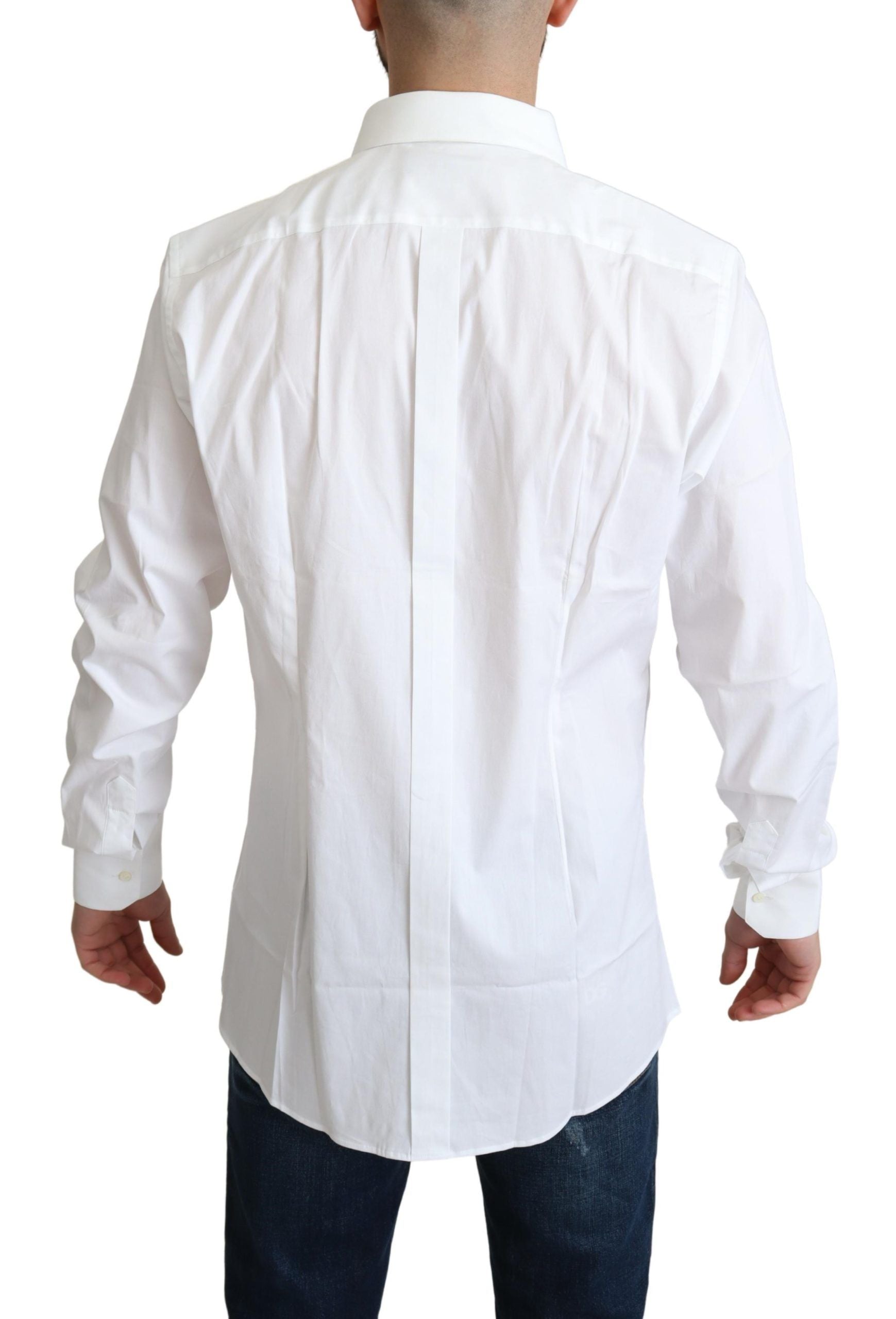 Dolce & Gabbana Elegant White Cotton Stretch Dress Men's Shirt