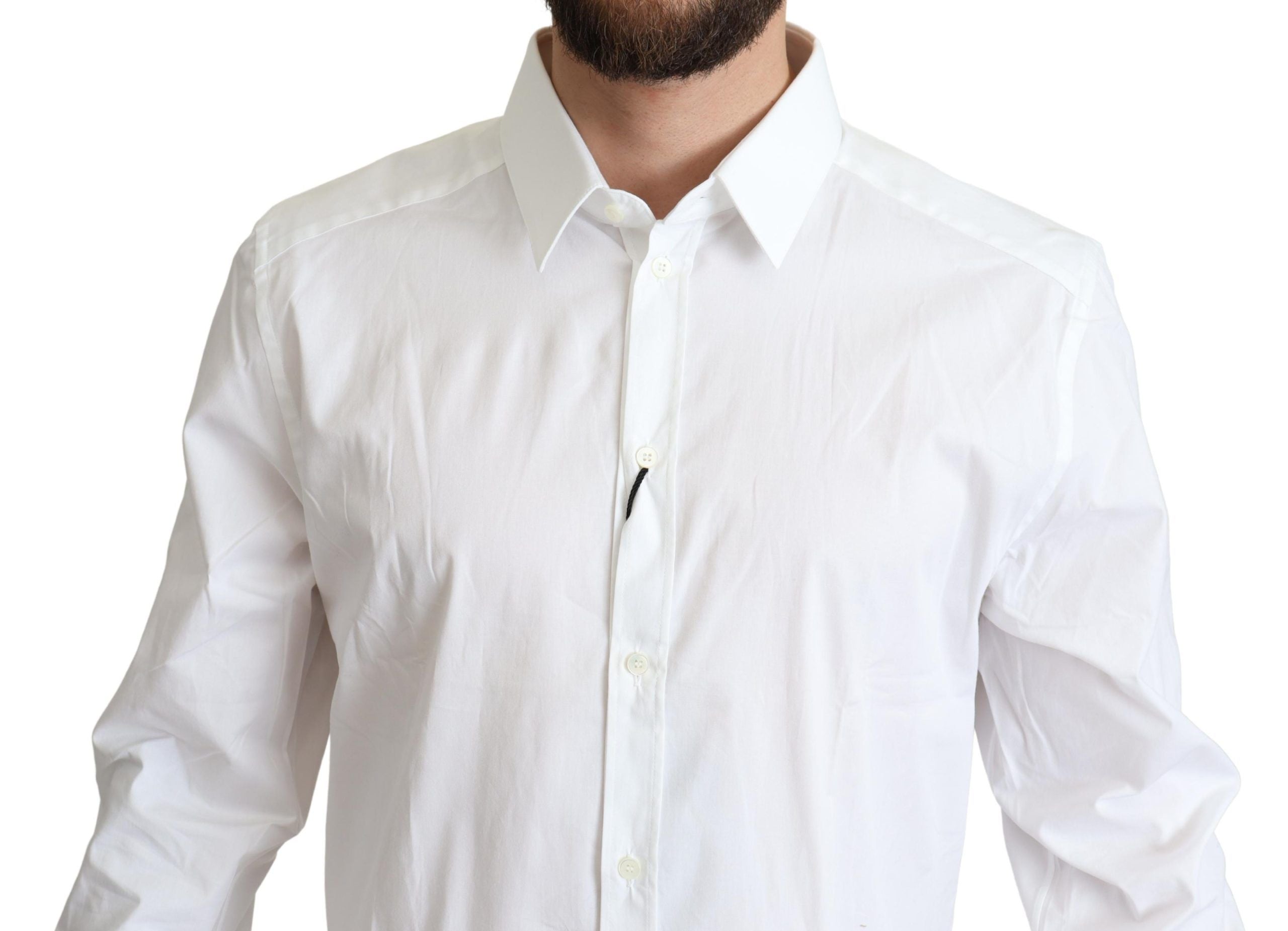 Dolce & Gabbana Elegant White Cotton Stretch Dress Men's Shirt