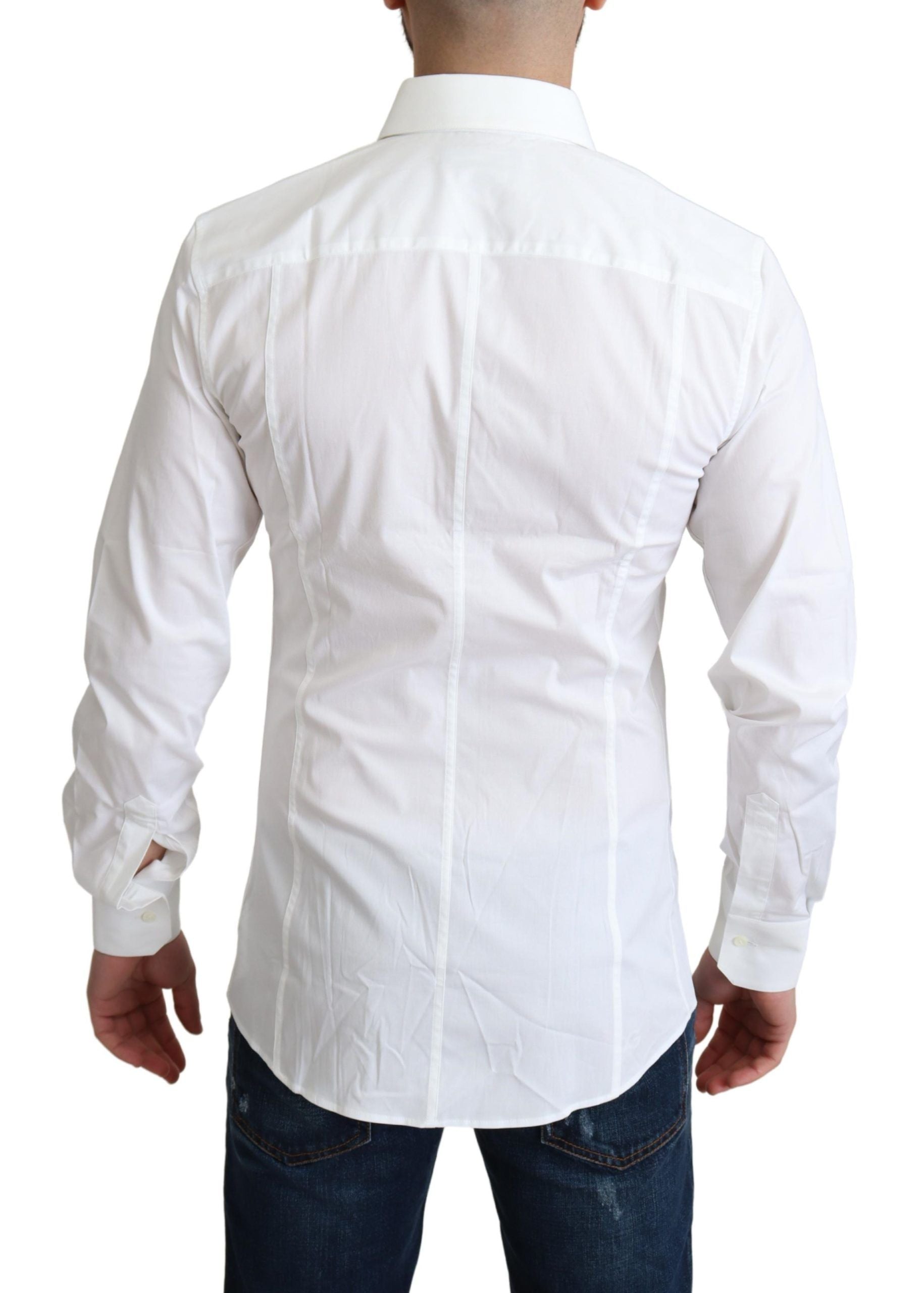 Dolce & Gabbana White Cotton Stretch Men Formal SICILIA Men's Shirt