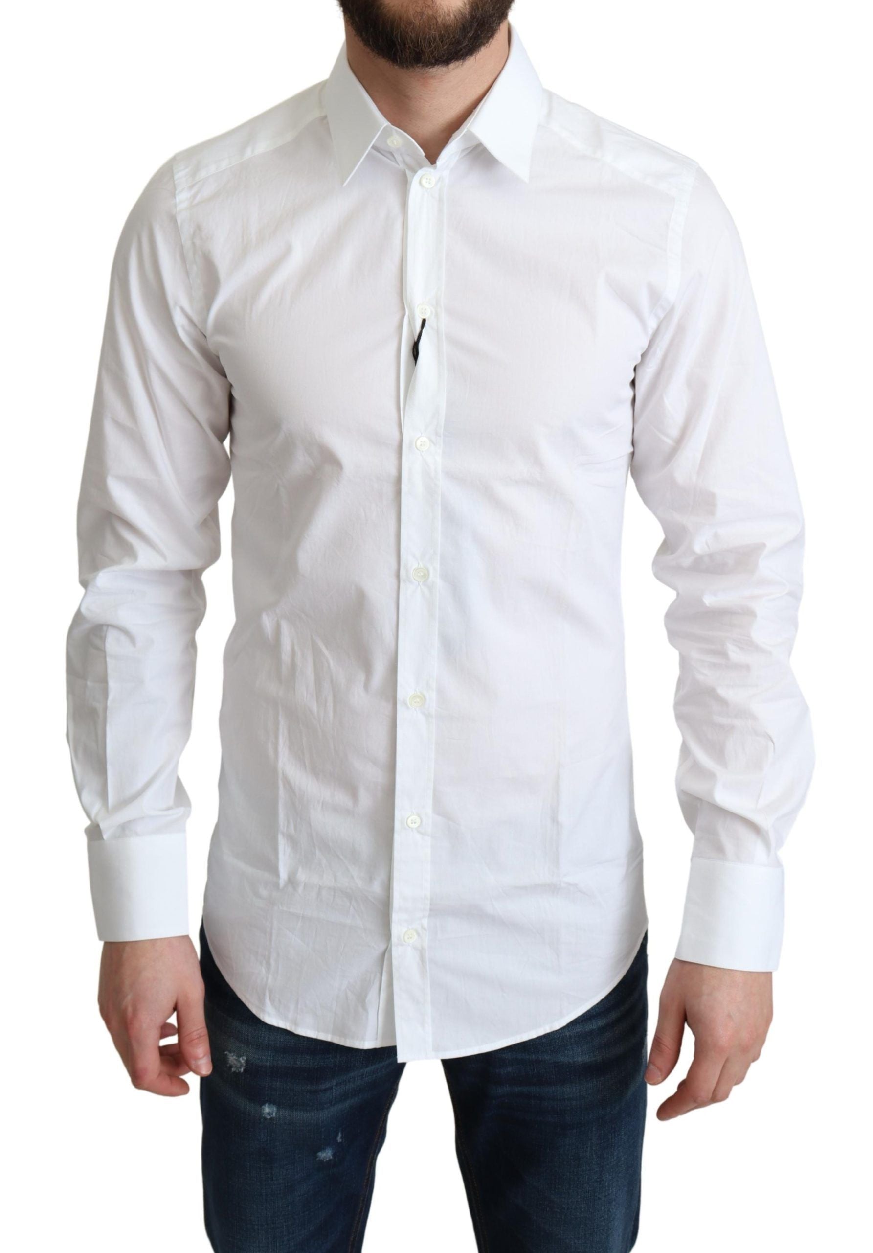Dolce & Gabbana Elegant White Cotton Dress Men's Shirt