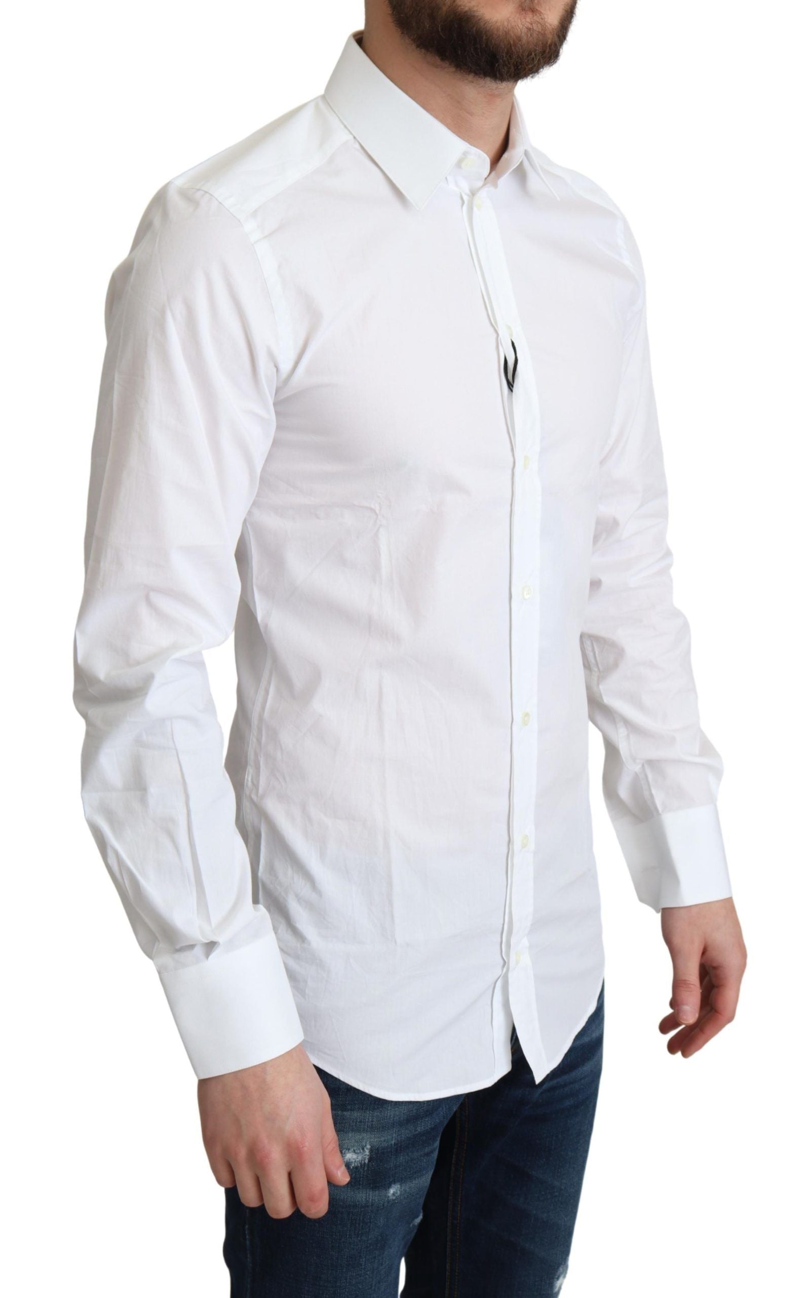 Dolce & Gabbana Elegant White Cotton Dress Men's Shirt