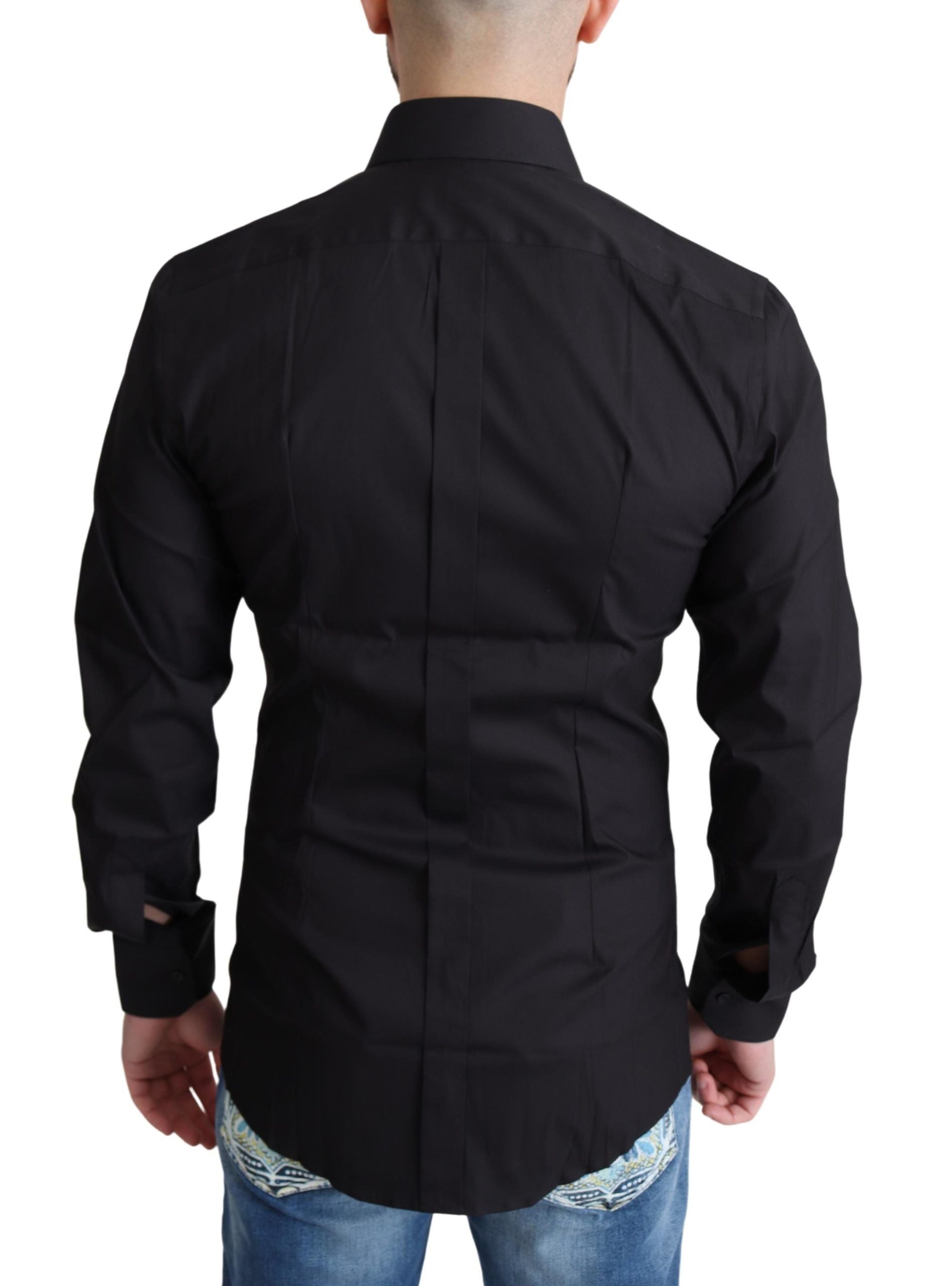 Dolce & Gabbana Black Cotton Blend Formal Dress Men's Shirt