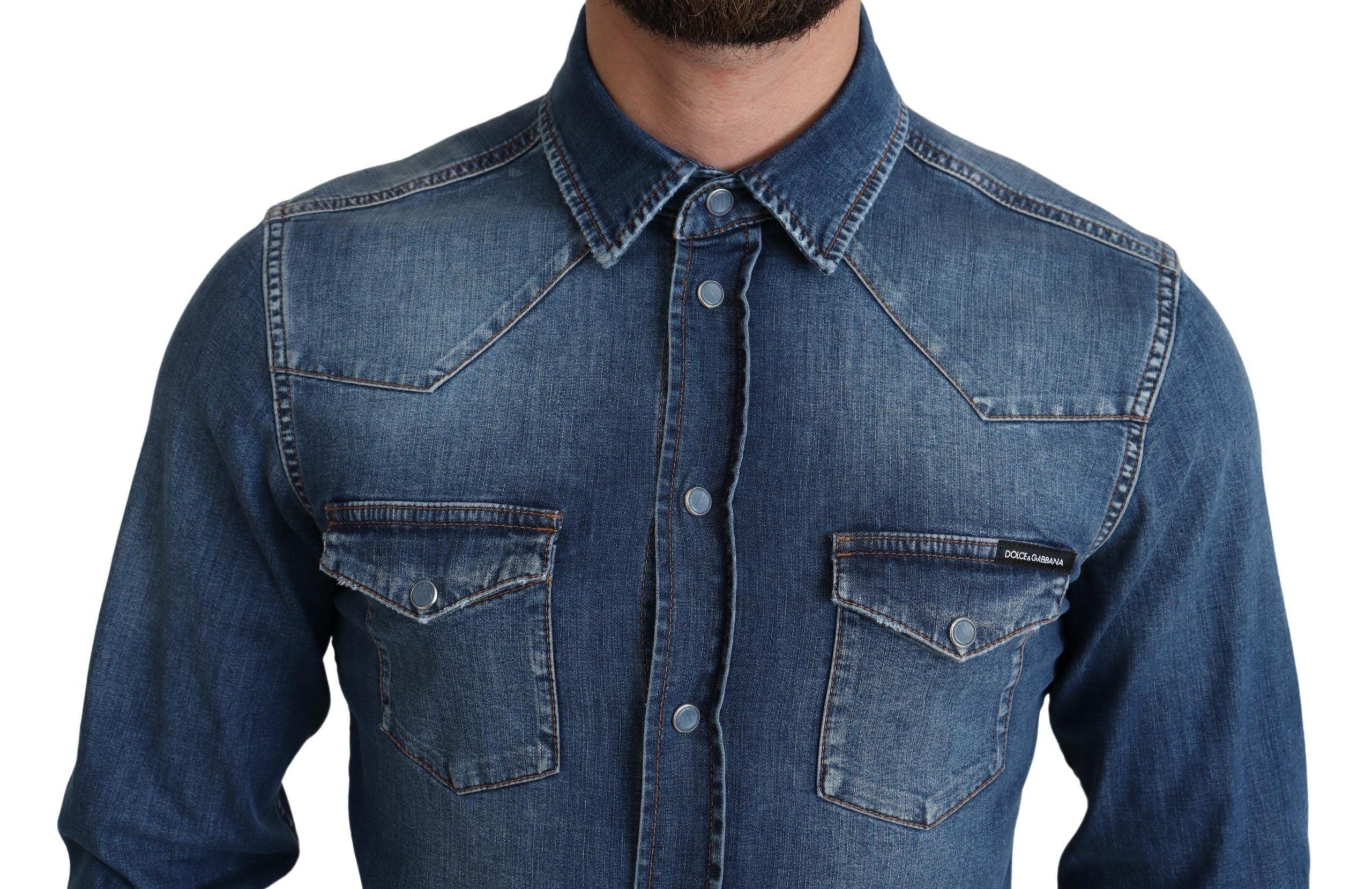 Dolce & Gabbana Elegant Denim Long Sleeve Casual Men's Shirt