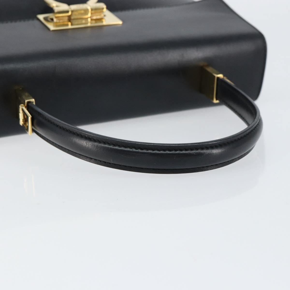 Salvatore Ferragamo Gancini Convertible Top Handle Leather Black Leather Handbag (Pre-Owned)