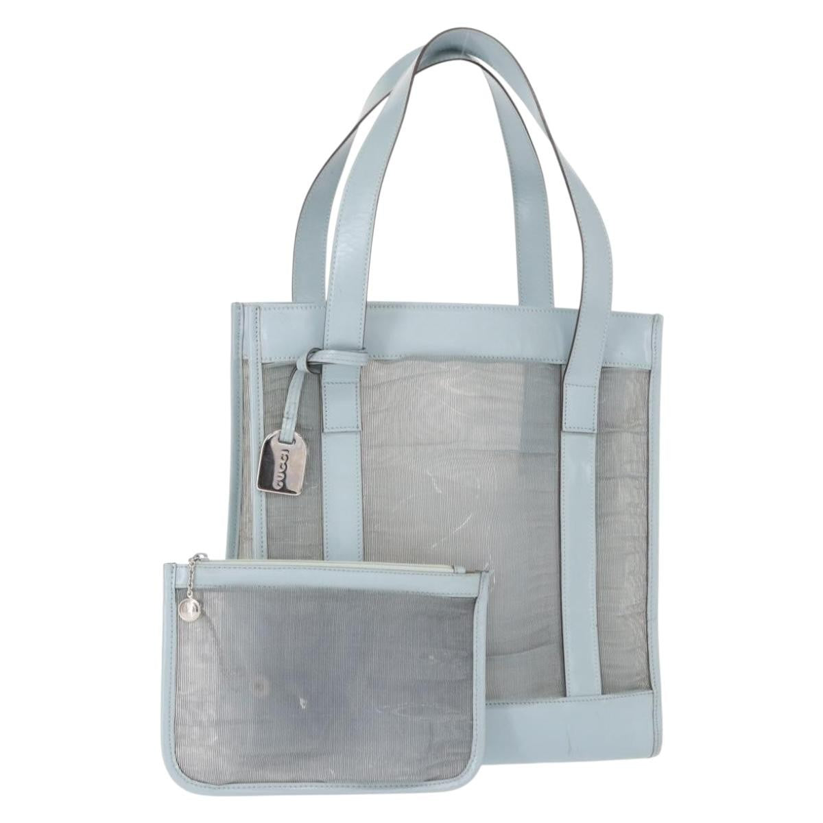 Gucci Vintage Tote Leather Blue Leather Tote Bag Bag (Pre-Owned)