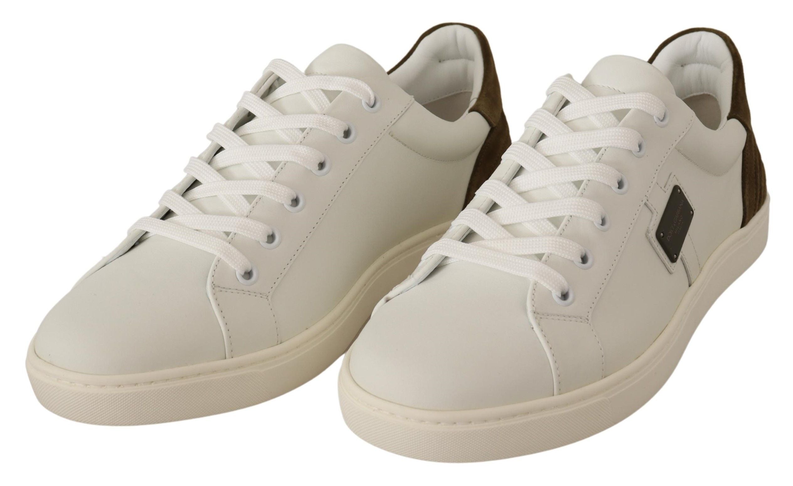 Dolce & Gabbana White Suede Leather Mens Low Tops Men's Sneakers
