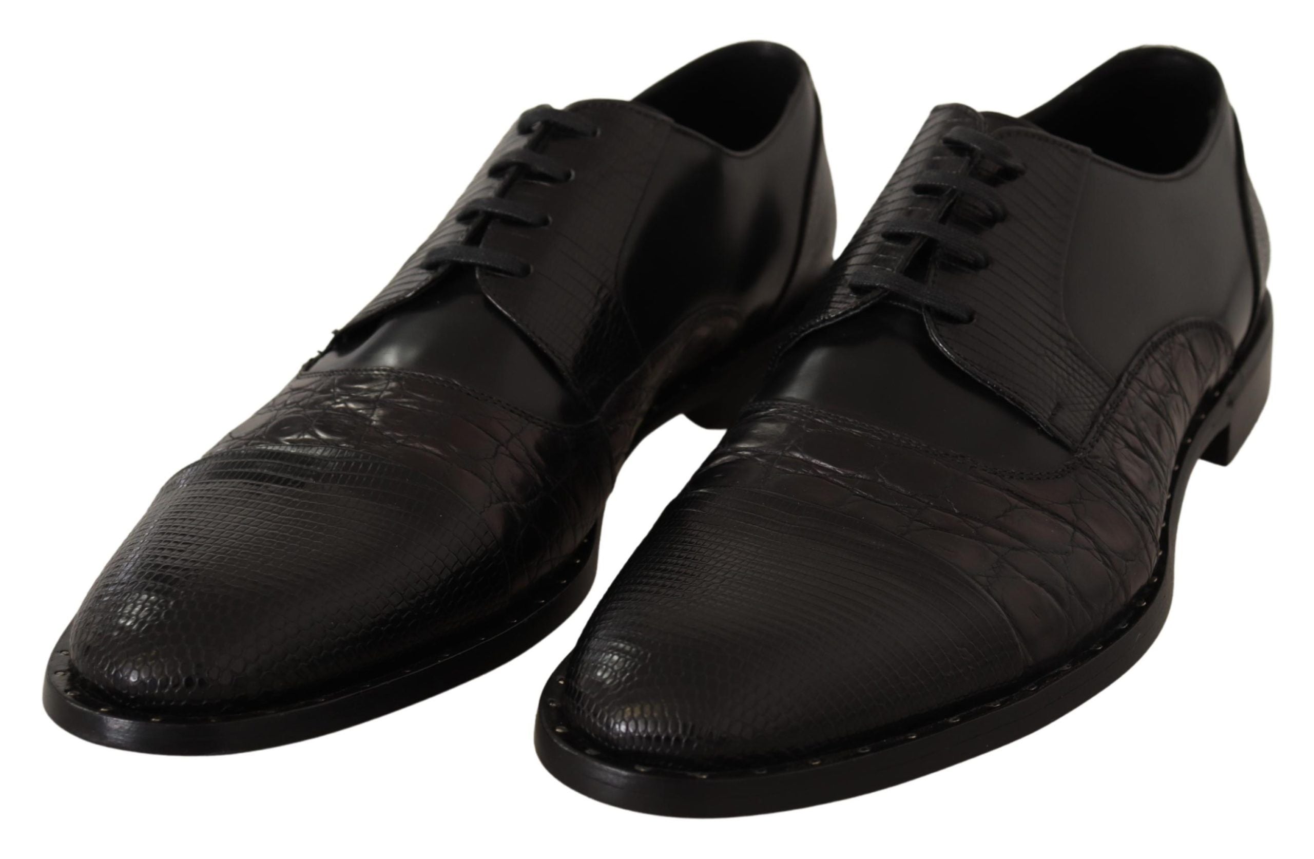 Dolce & Gabbana Black Leather Exotic Skins Formal Men's Shoes