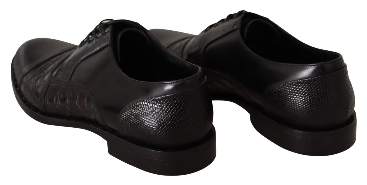 Dolce & Gabbana Black Leather Exotic Skins Formal Men's Shoes