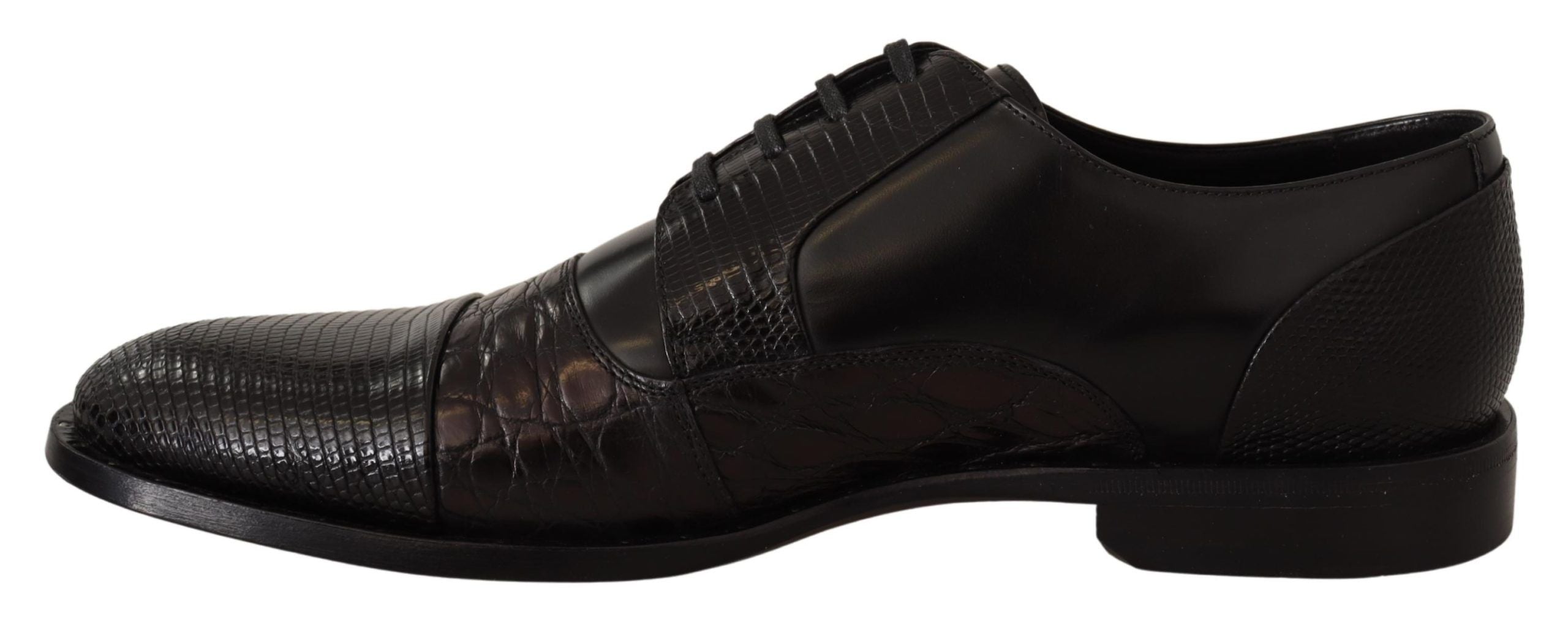 Dolce & Gabbana Black Leather Exotic Skins Formal Men's Shoes