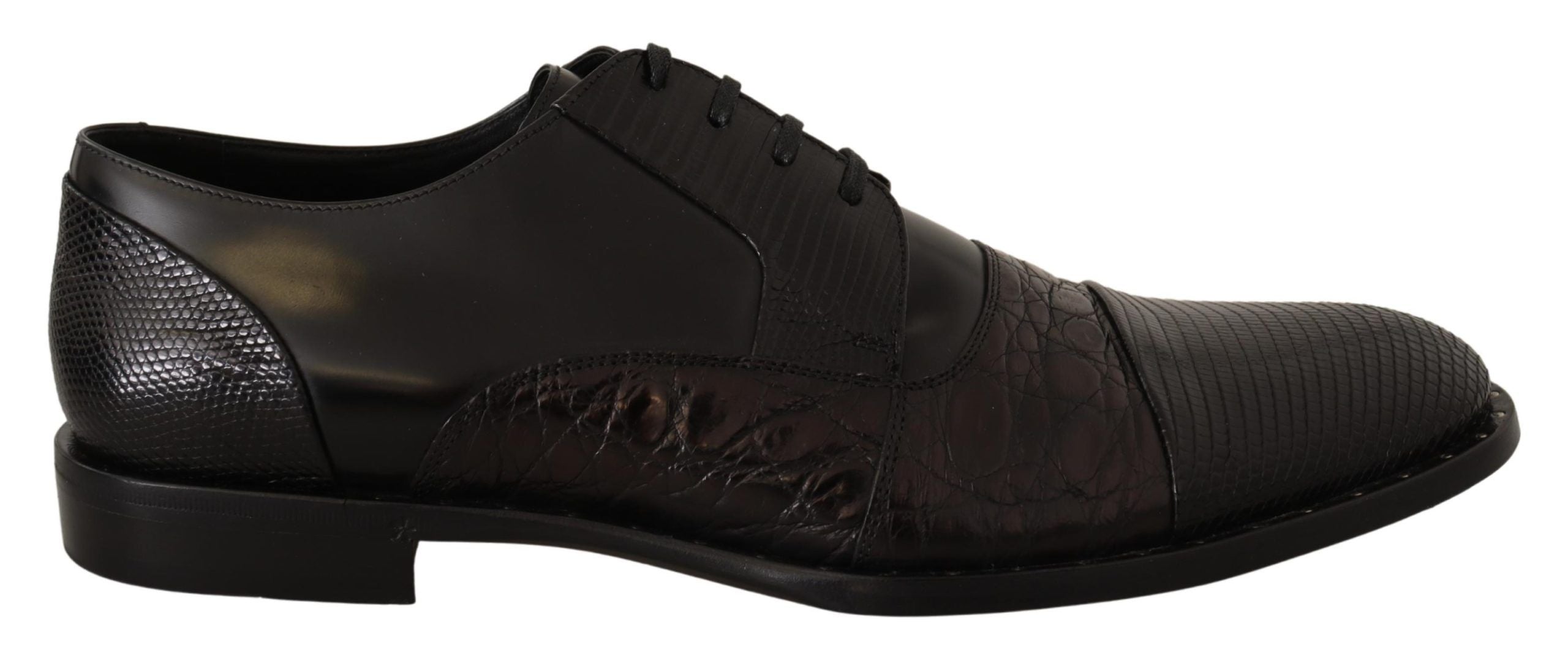 Dolce & Gabbana Black Leather Exotic Skins Formal Men's Shoes