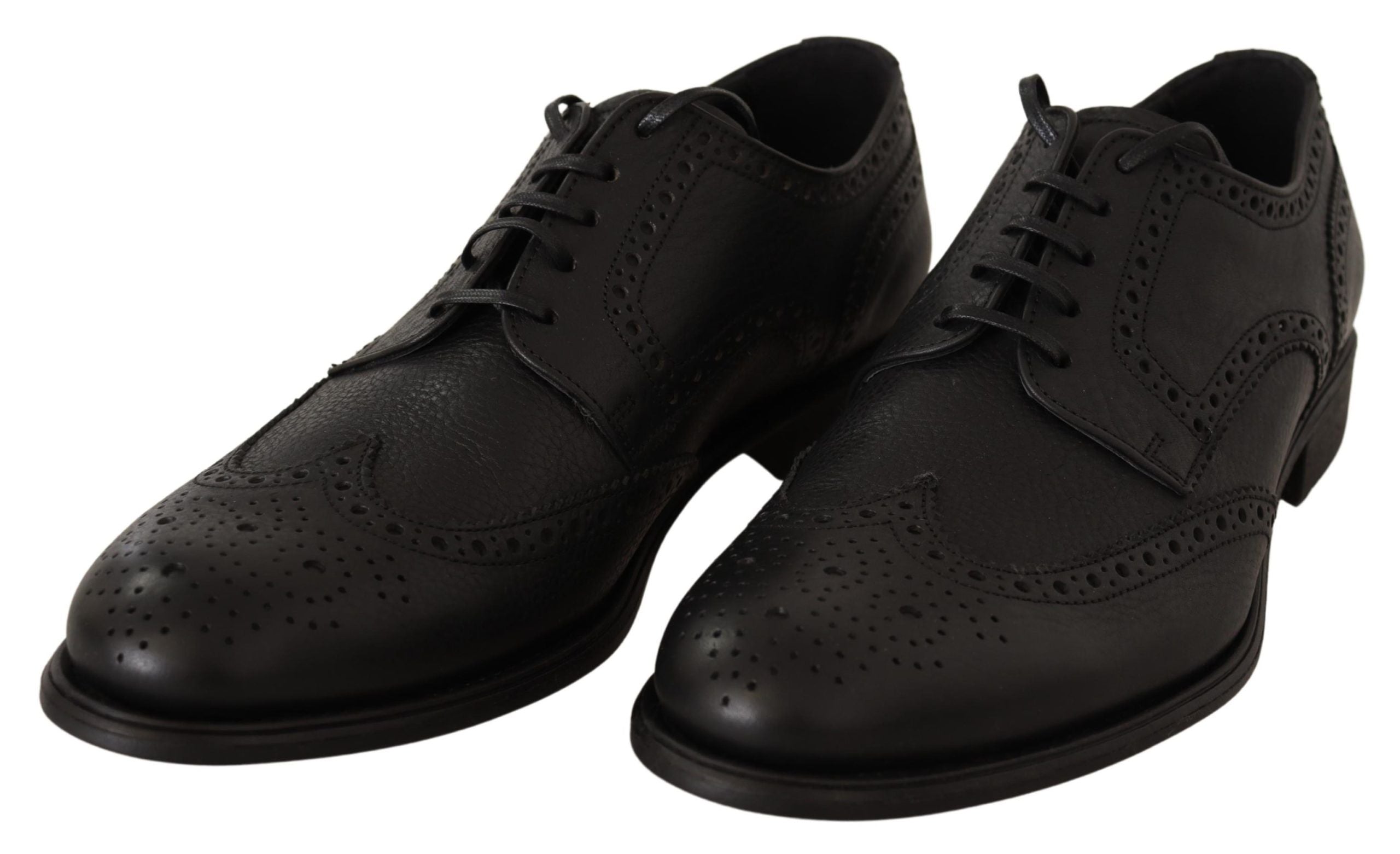 Dolce & Gabbana Black Leather Oxford Wingtip Formal Dress Men's Shoes