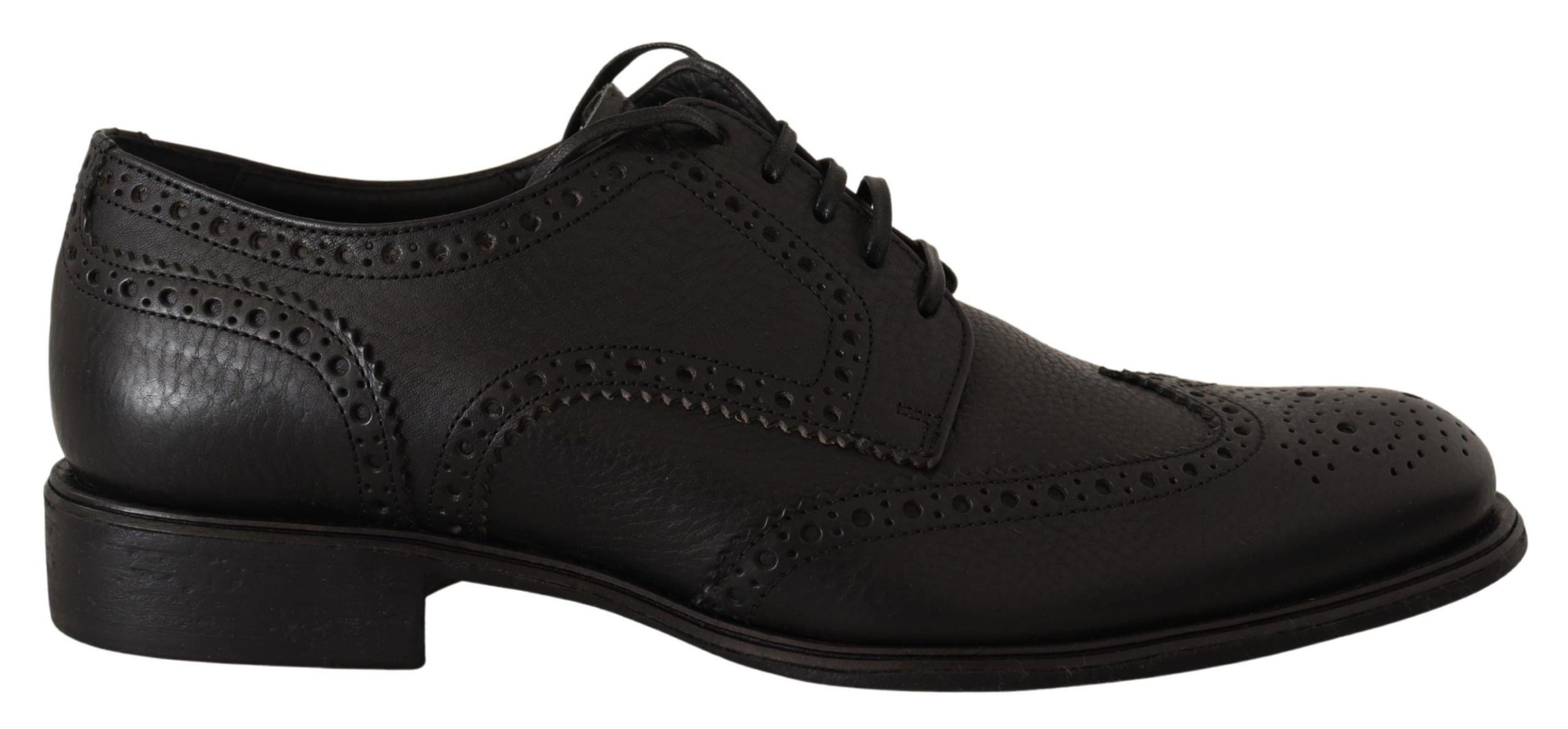 Dolce & Gabbana Black Leather Oxford Wingtip Formal Dress Men's Shoes