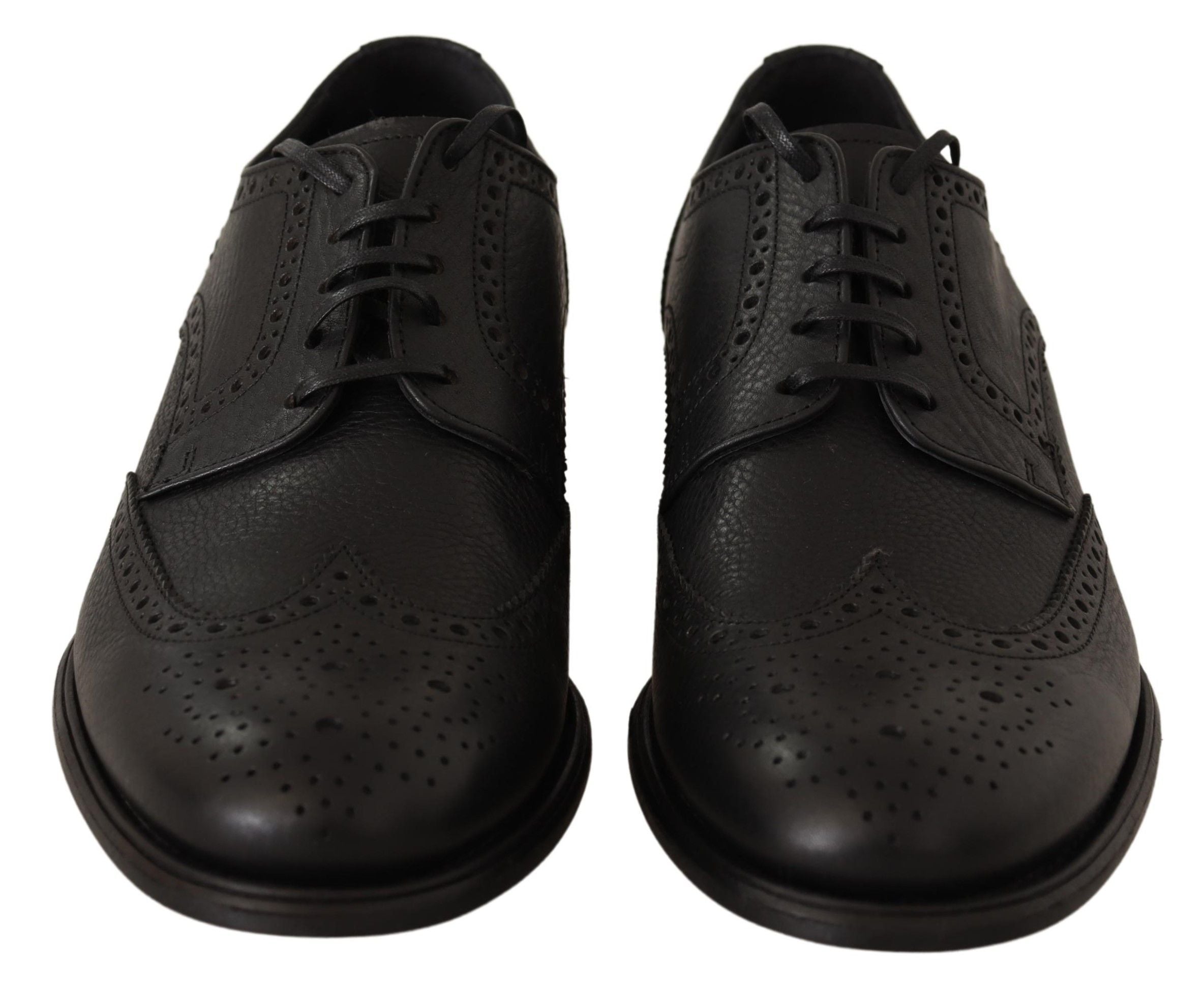 Dolce & Gabbana Black Leather Oxford Wingtip Formal Dress Men's Shoes