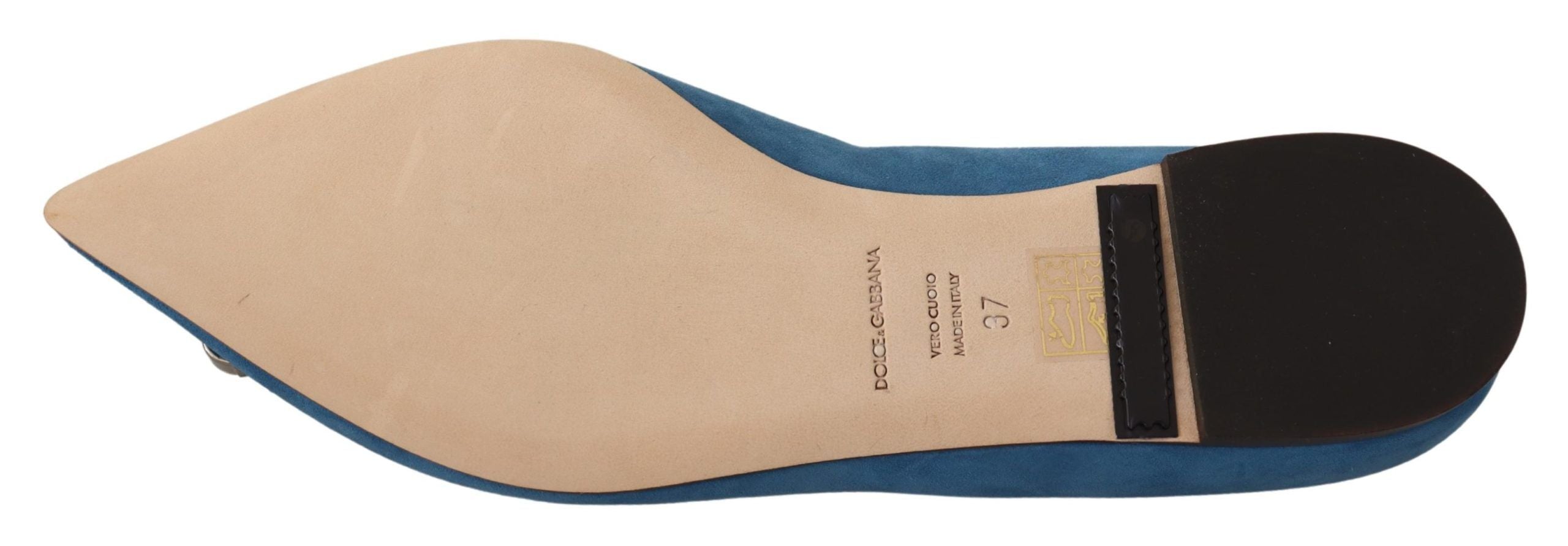 Dolce & Gabbana Blue Suede Crystals Loafers Flats Women's Shoes