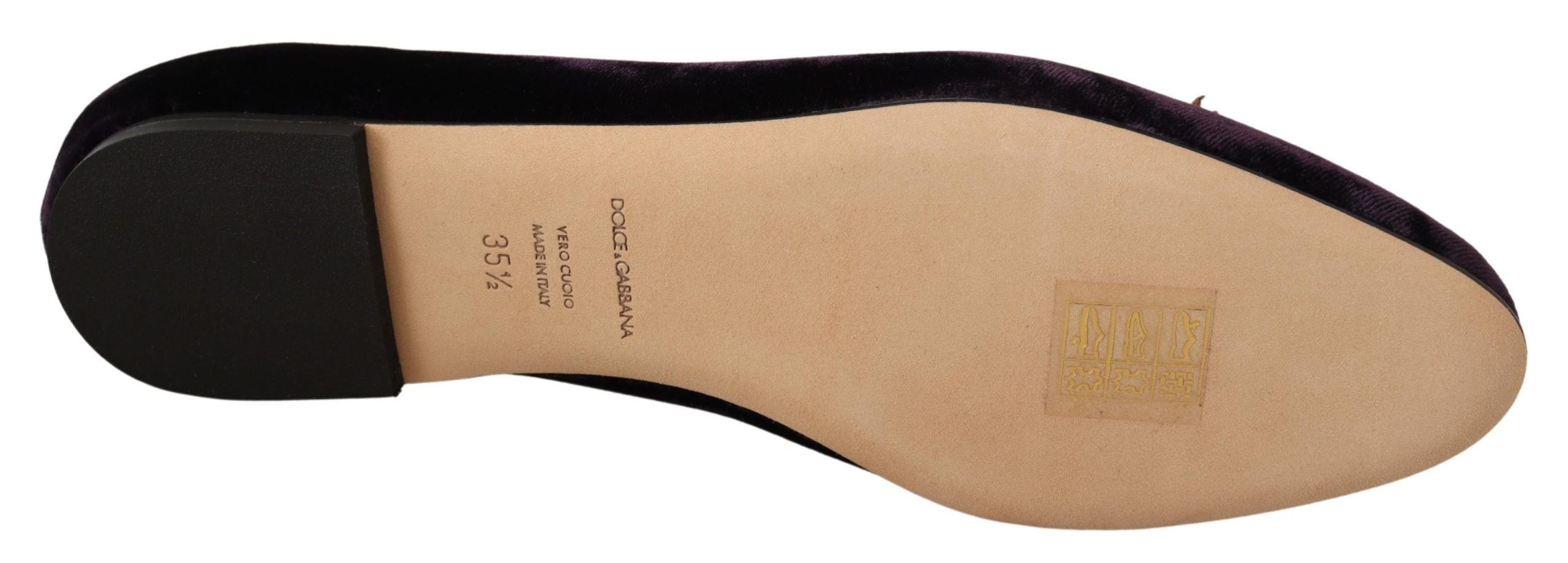 Dolce & Gabbana Purple Velvet DG Heart Loafers Flats Women's Shoes
