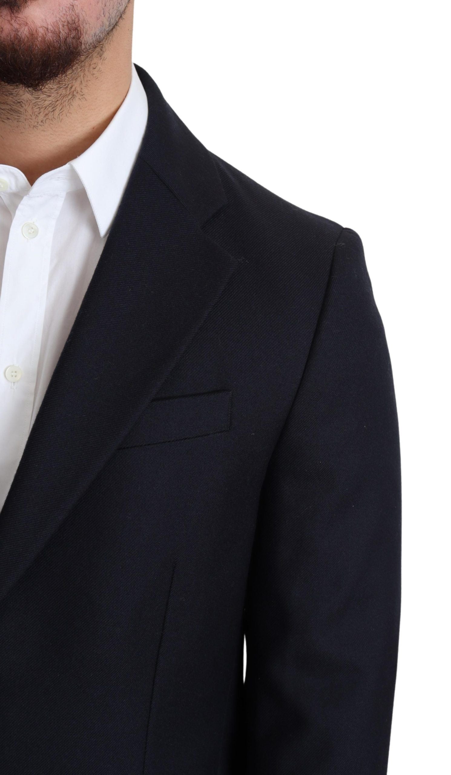 Dolce & Gabbana Dark Blue Wool Single Breasted Coat Men's Jacket