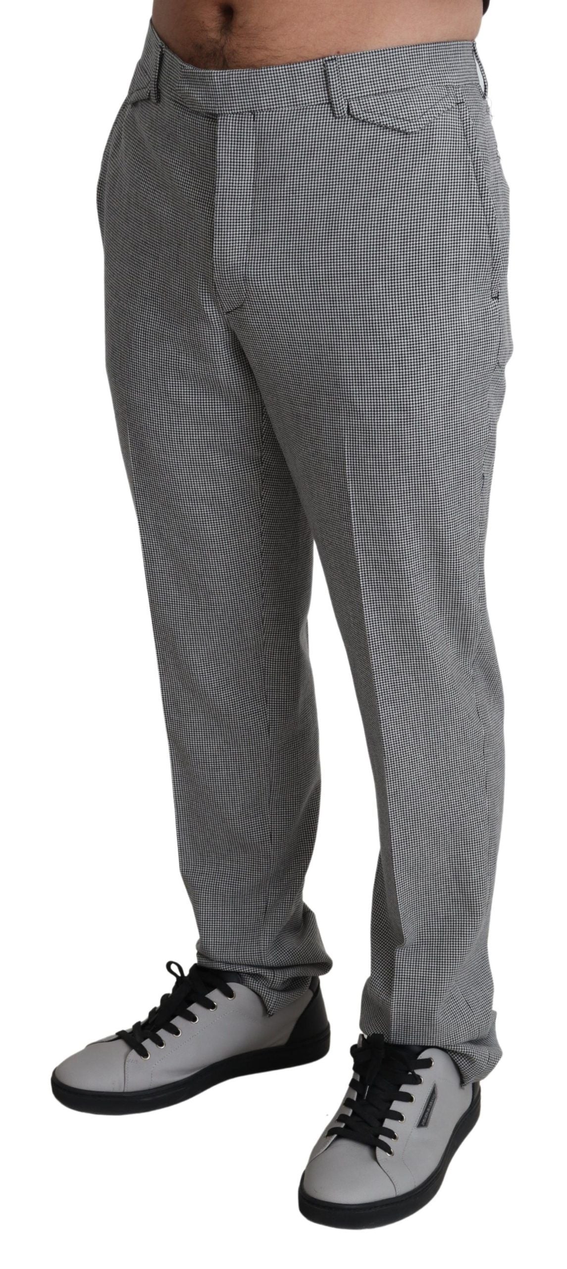 BENCIVENGA Gray Wool Checkered Dress Men Formal Trouser Men's Pants