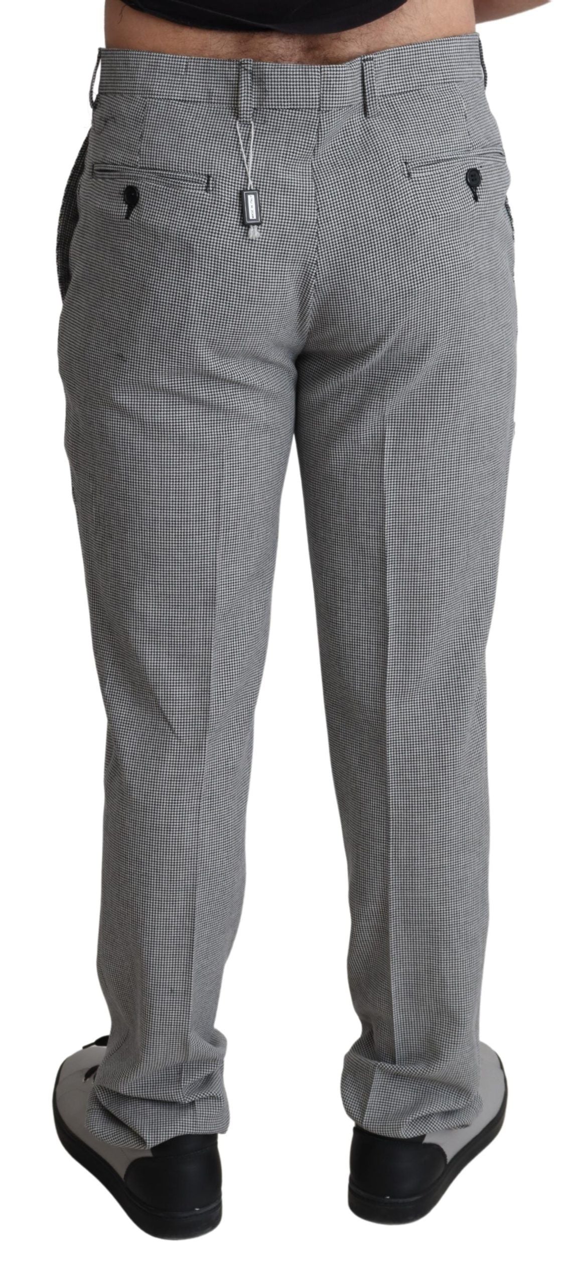 BENCIVENGA Gray Wool Checkered Dress Men Formal Trouser Men's Pants