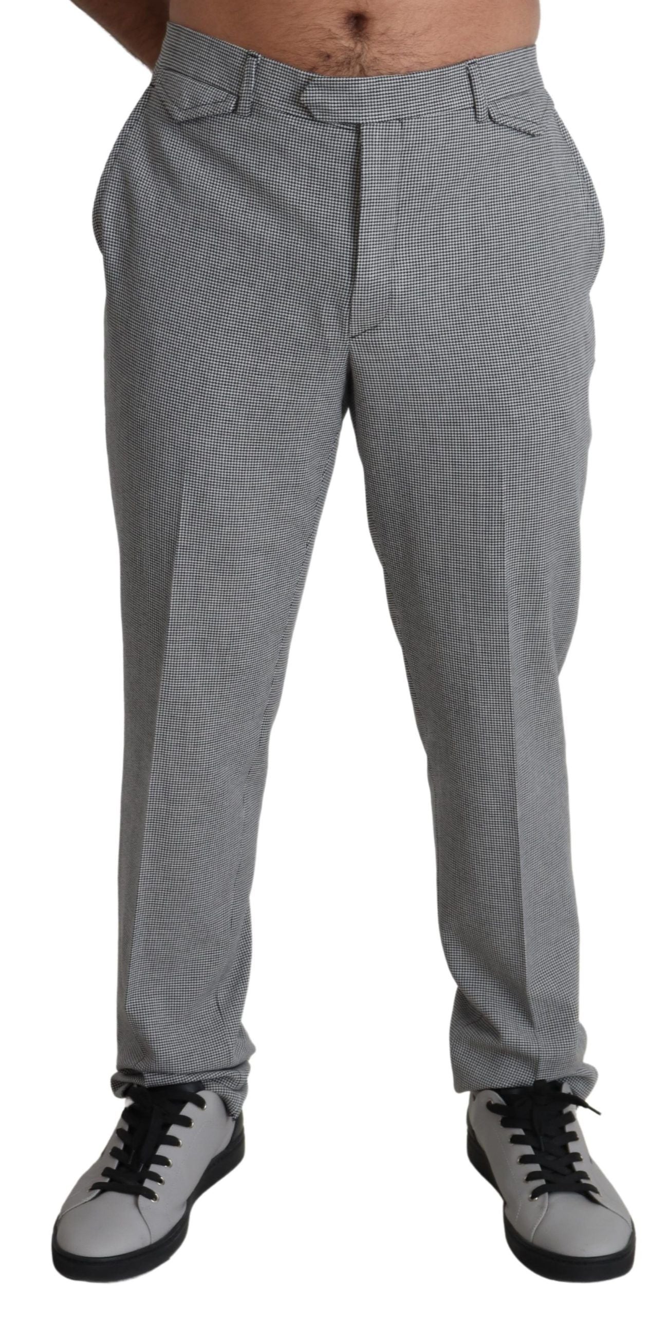 BENCIVENGA Gray Wool Checkered Dress Men Formal Trouser Men's Pants