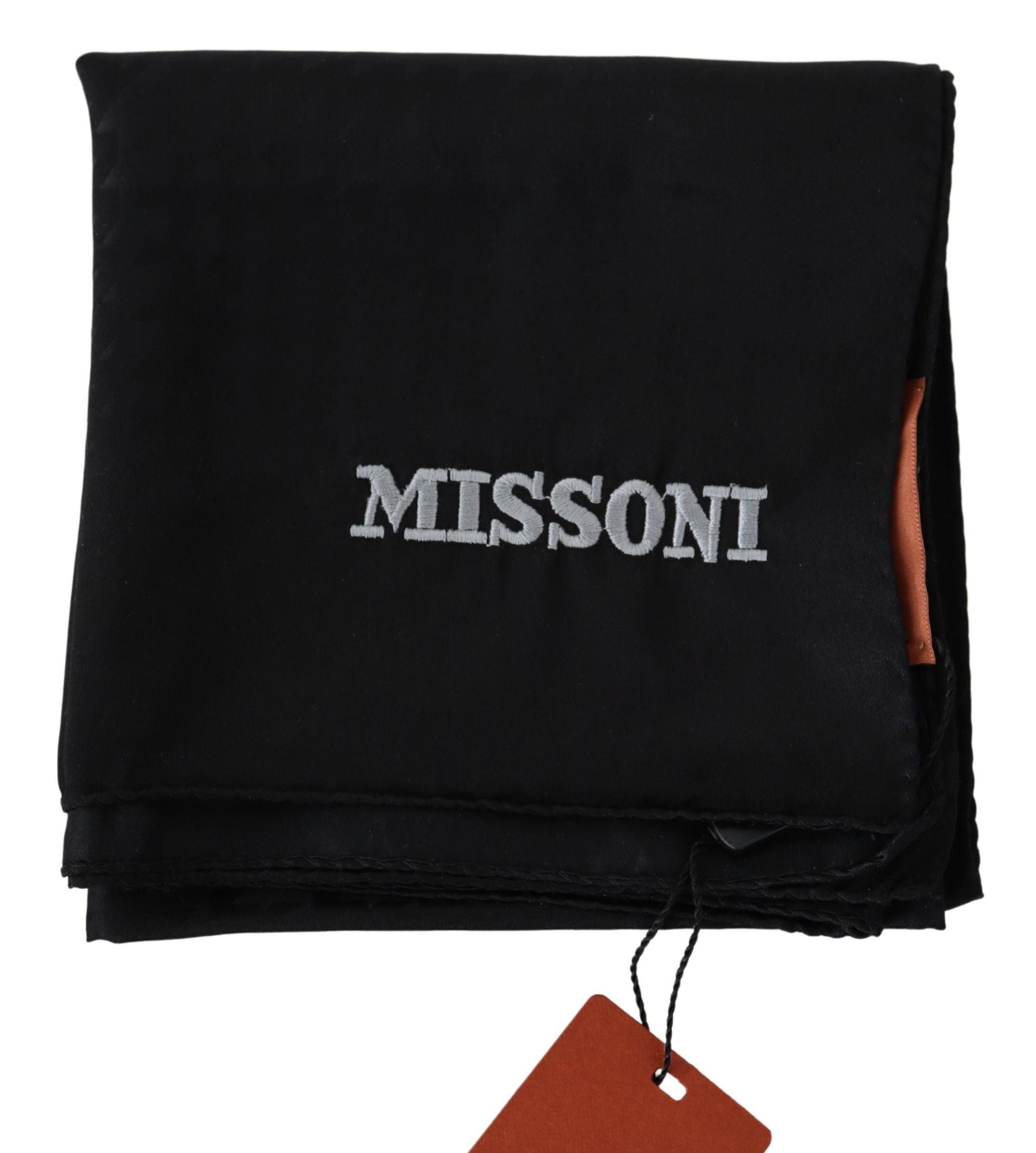 Missoni Elegant Black Wool Scarf with Logo Men's Embroidery