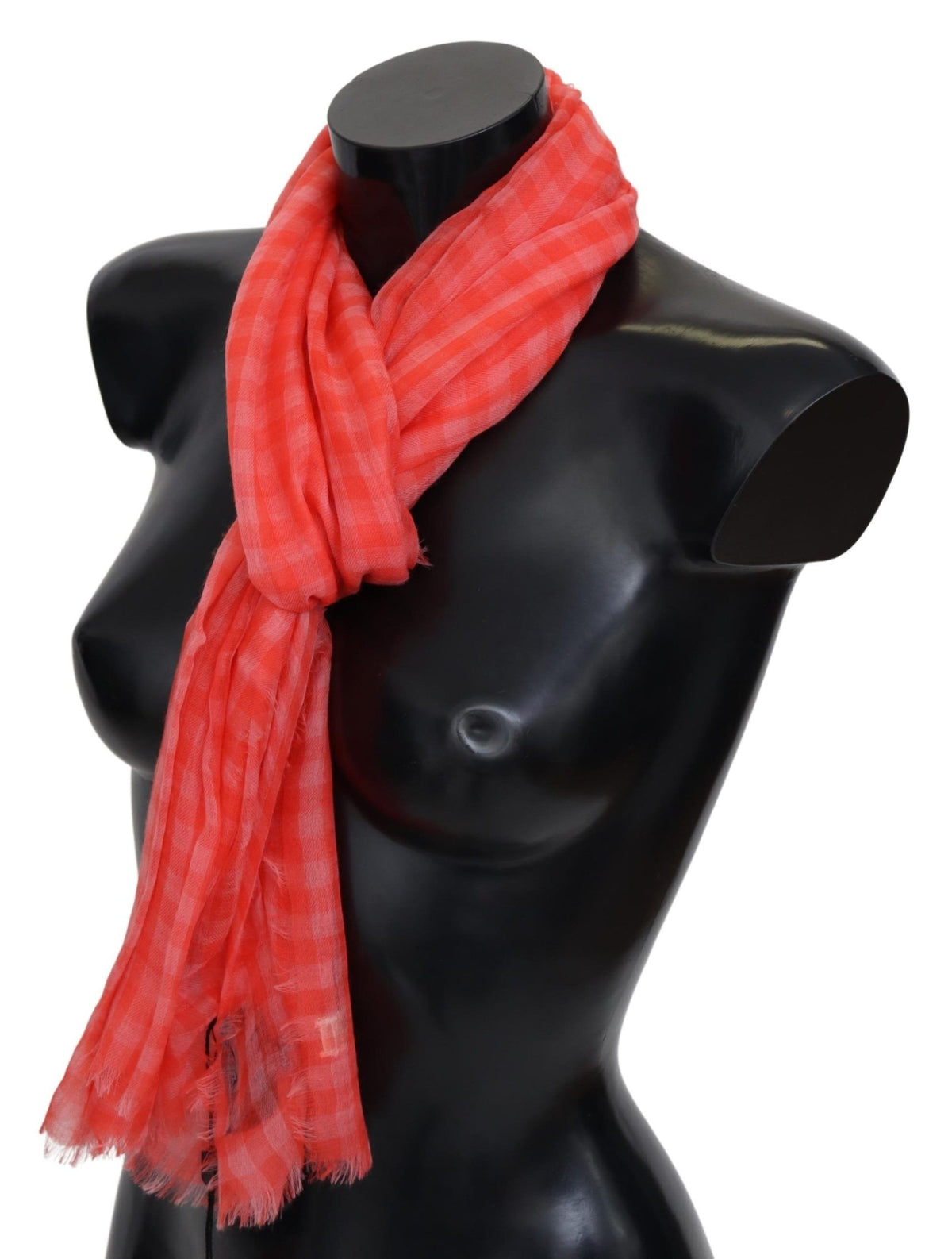 Missoni Orange Check Cashmere Unisex Wrap Fringes Men's Scarf