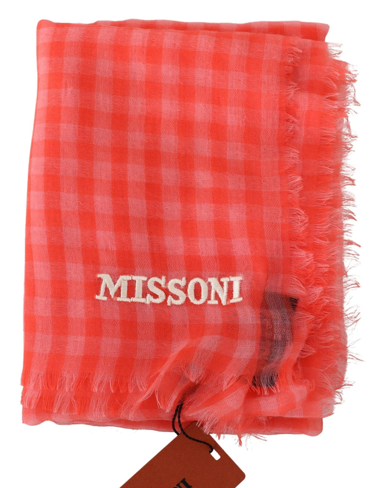 Missoni Orange Check Cashmere Unisex Wrap Fringes Men's Scarf