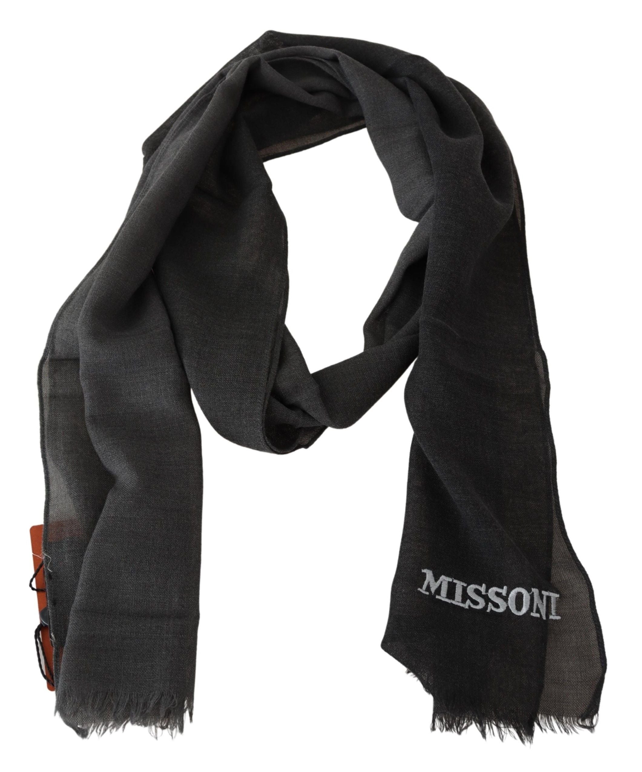 Missoni Black 100% Wool Unisex Neck Wrap Men's Scarf