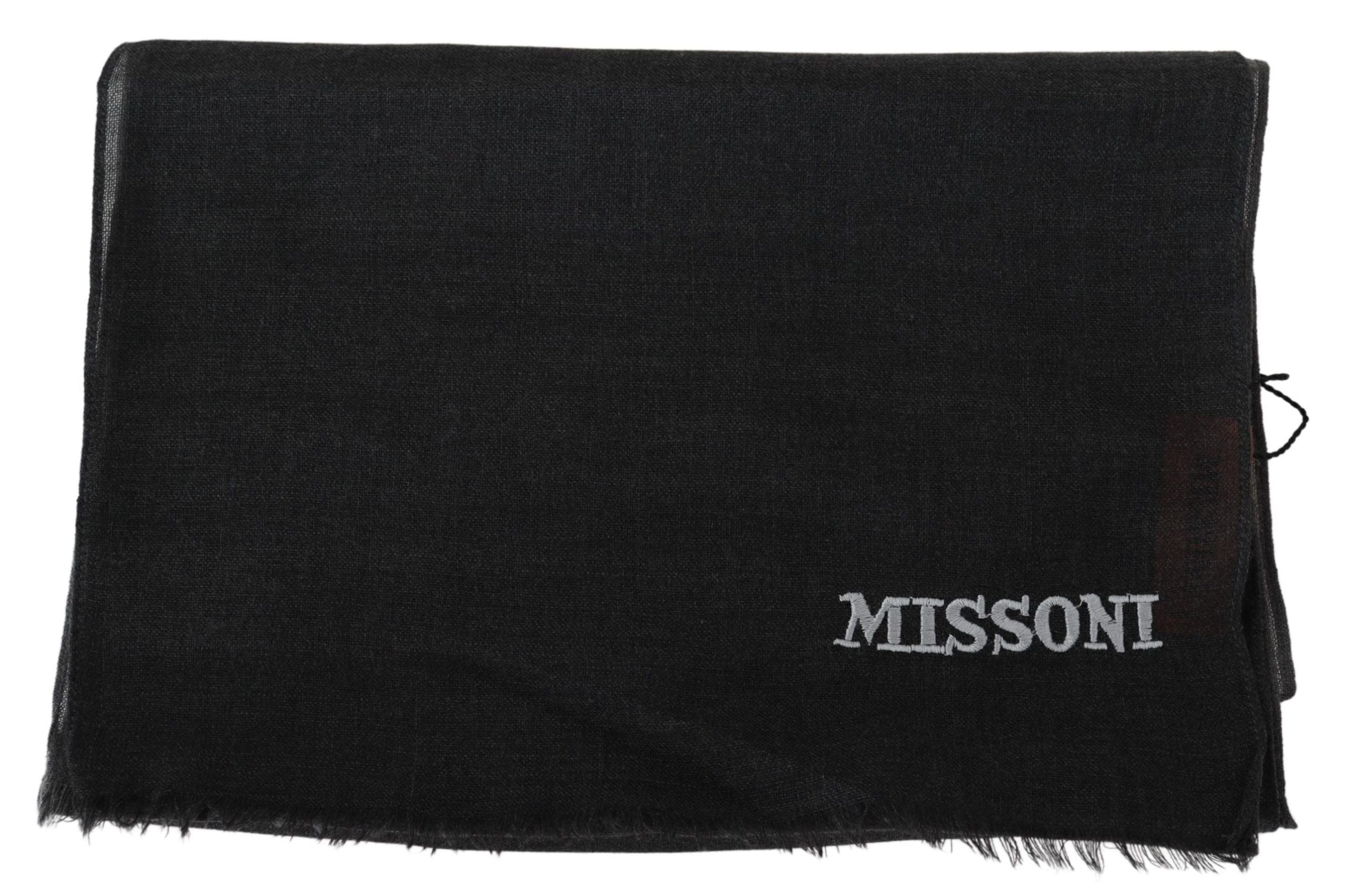 Missoni Elegant Black Wool Scarf with Men's Fringes