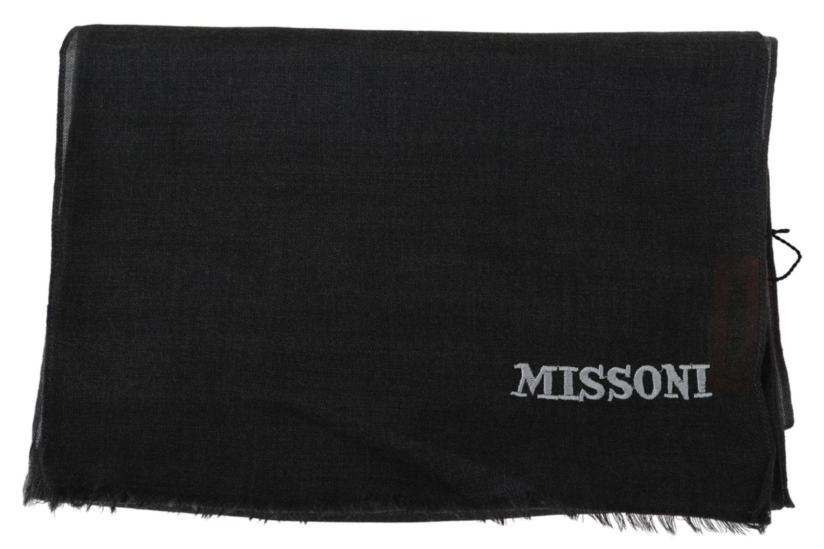 Missoni Black 100% Wool Unisex Neck Wrap Men's Scarf