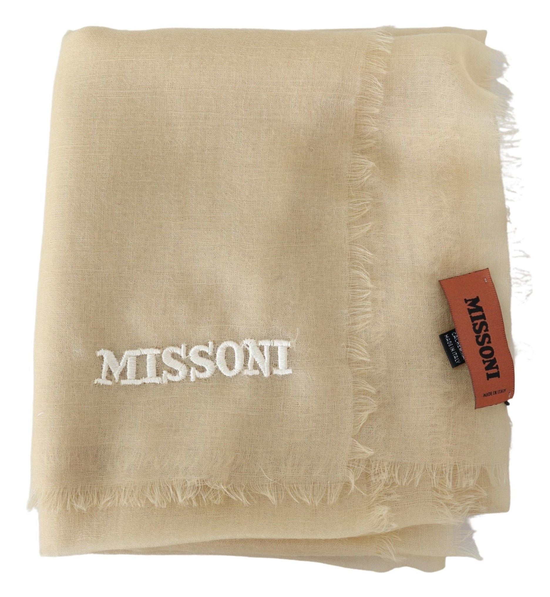 Missoni Beige Cashmere Unisex Neck Men's Scarf