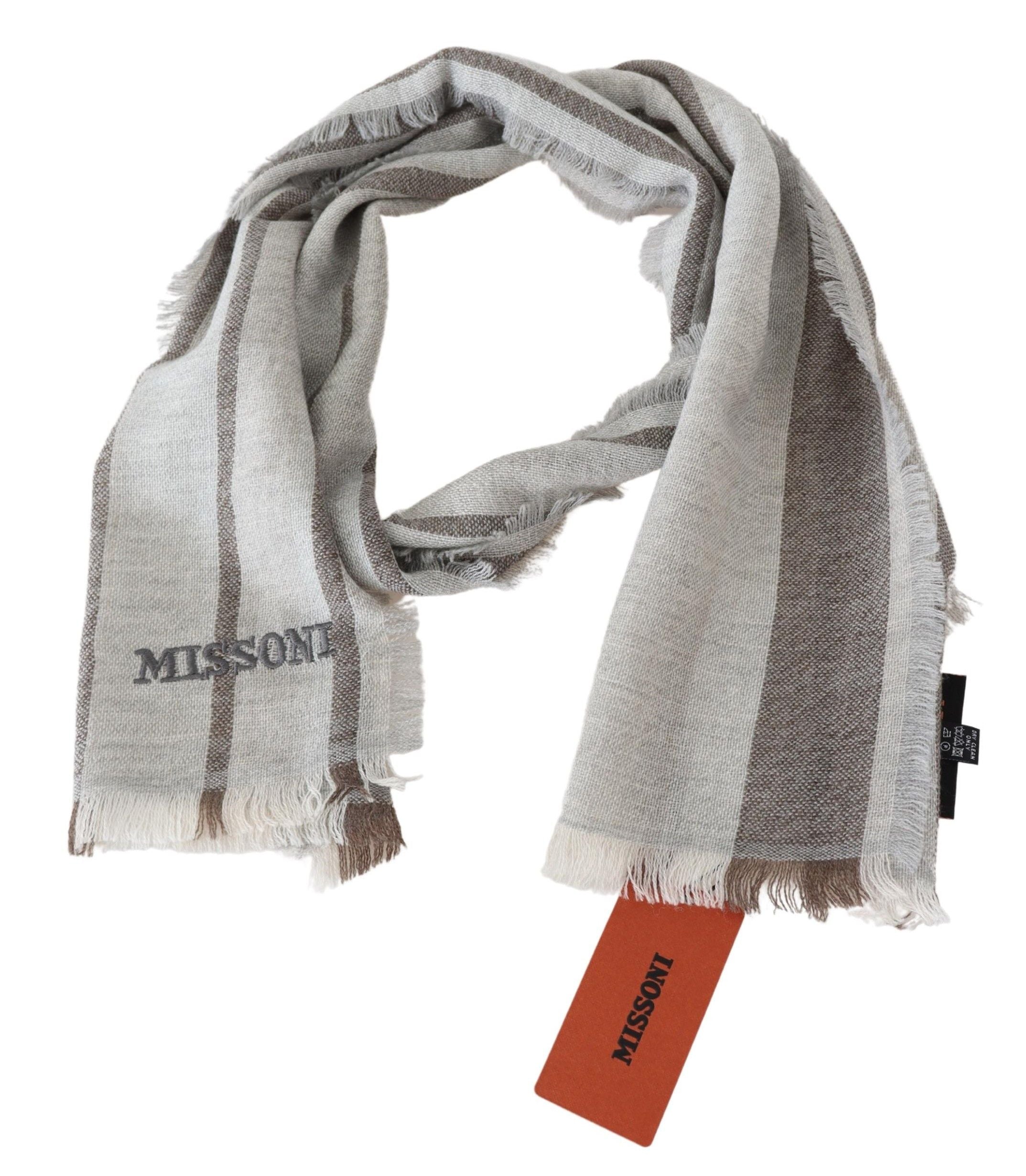 Missoni Multicolor Wool Stripe Fringe Scarf Men's Unisex