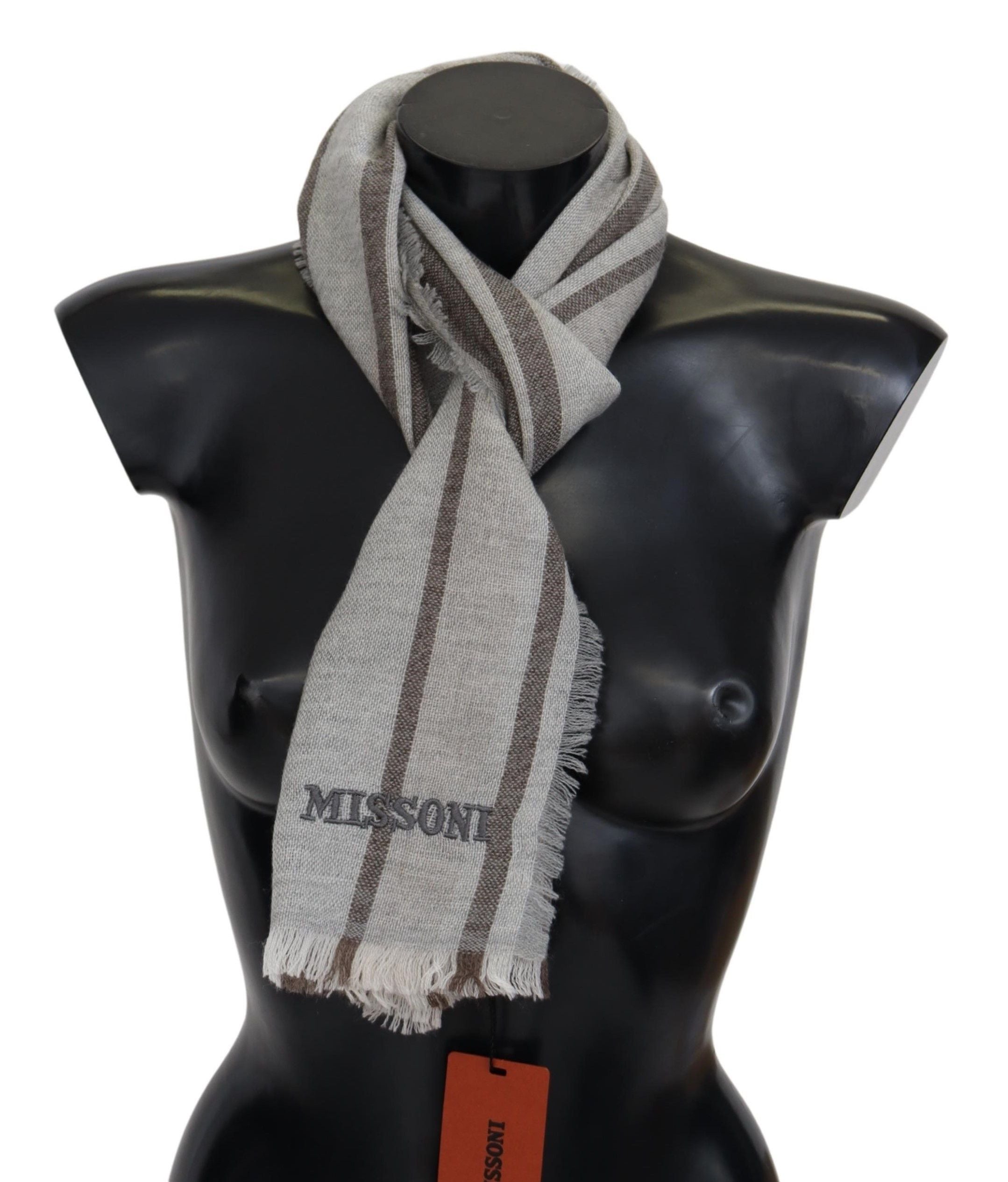 Missoni Multicolor Wool Stripe Fringe Scarf Men's Unisex