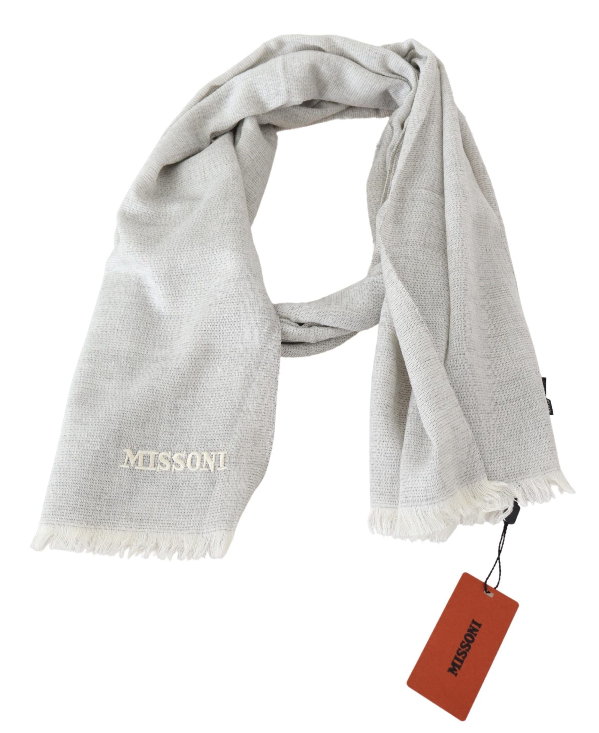 Missoni Gray Wool Knit Unisex Neck Wrap Men's Scarf