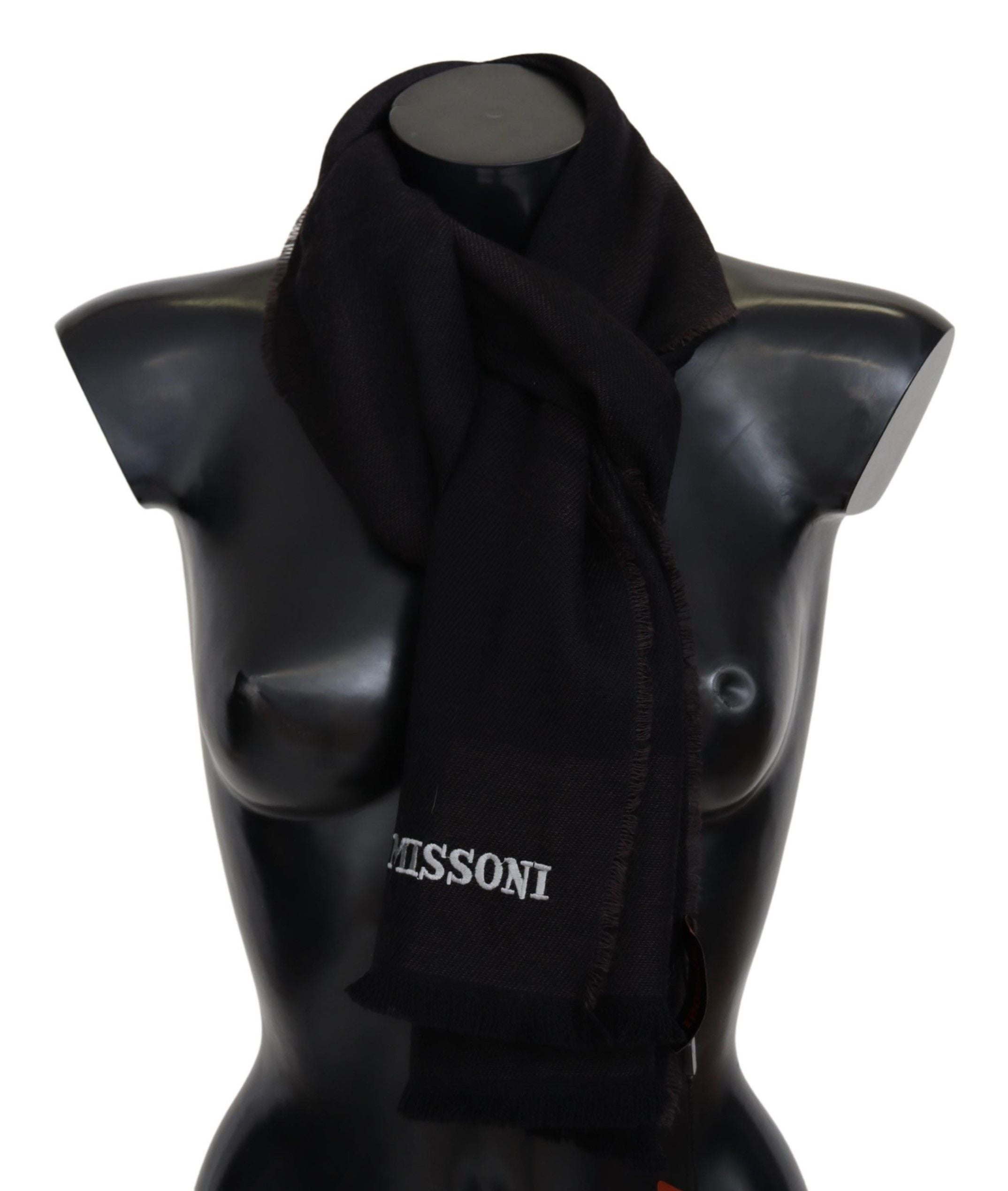 Missoni Black 100% Wool Unisex Neck Wrap Men's Scarf