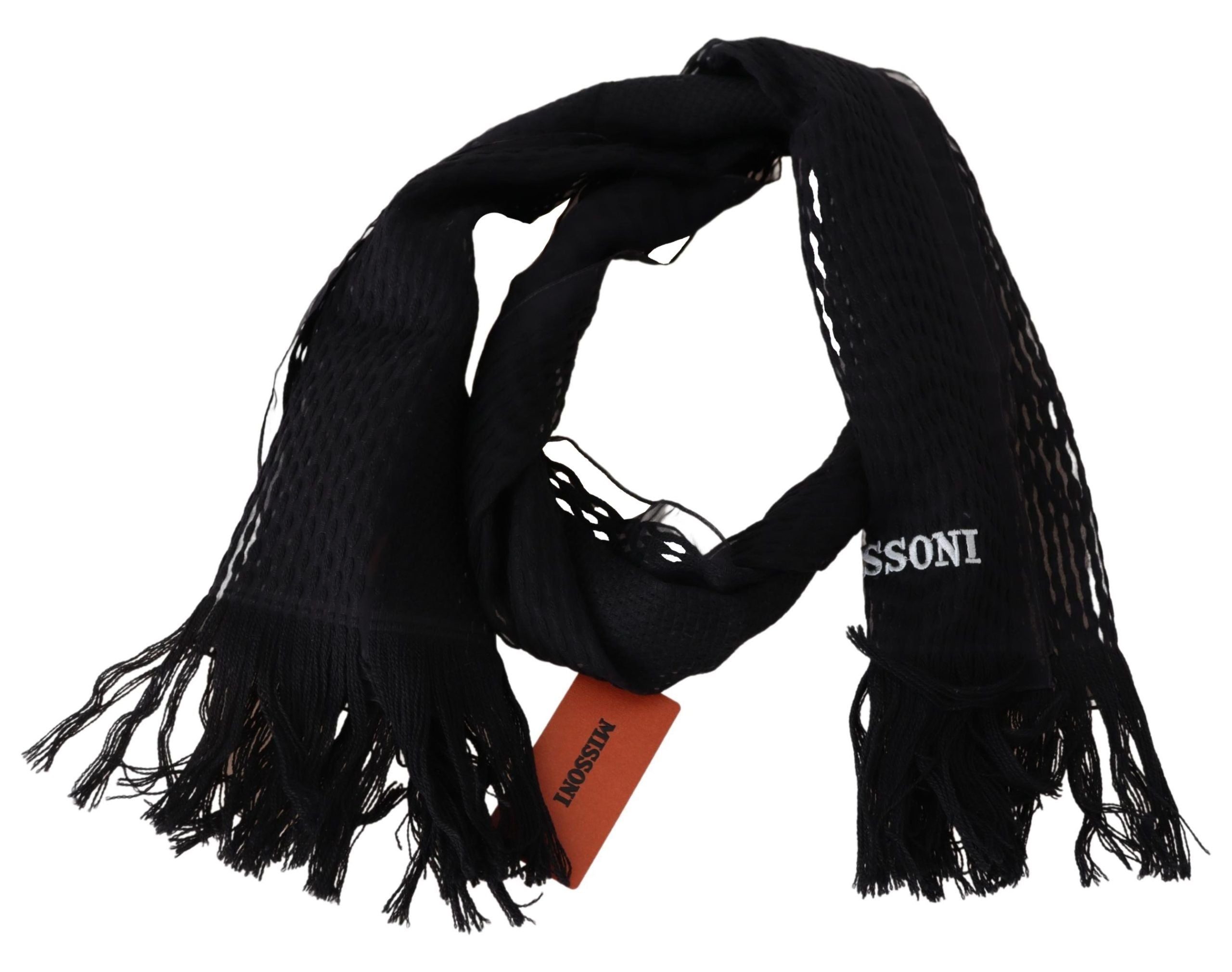 Missoni Black Wool Unisex Neck Warmer Wrap Men's Scarf