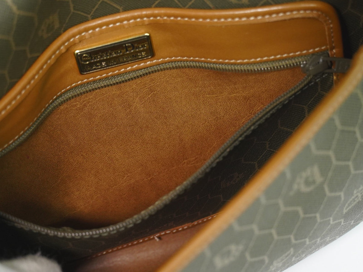 Christian Dior Vintage Honeycomb Canvas Brown Canvas Shoulder Bag Bag (Pre-Owned)