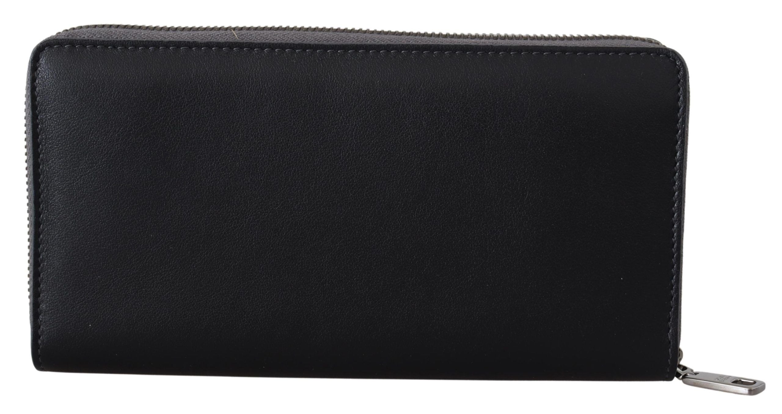 Dolce & Gabbana Black Zip Around Continental Clutch Leather Men's Wallet