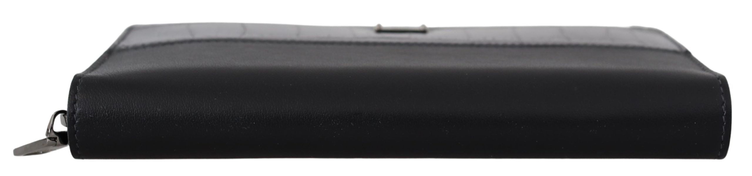 Dolce & Gabbana Black Zip Around Continental Clutch Leather Men's Wallet