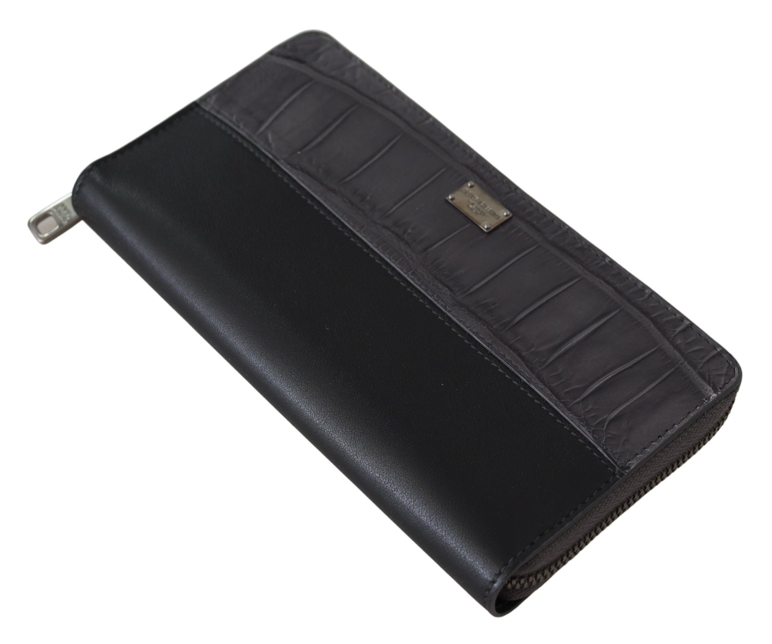 Dolce & Gabbana Black Zip Around Continental Clutch Leather Men's Wallet