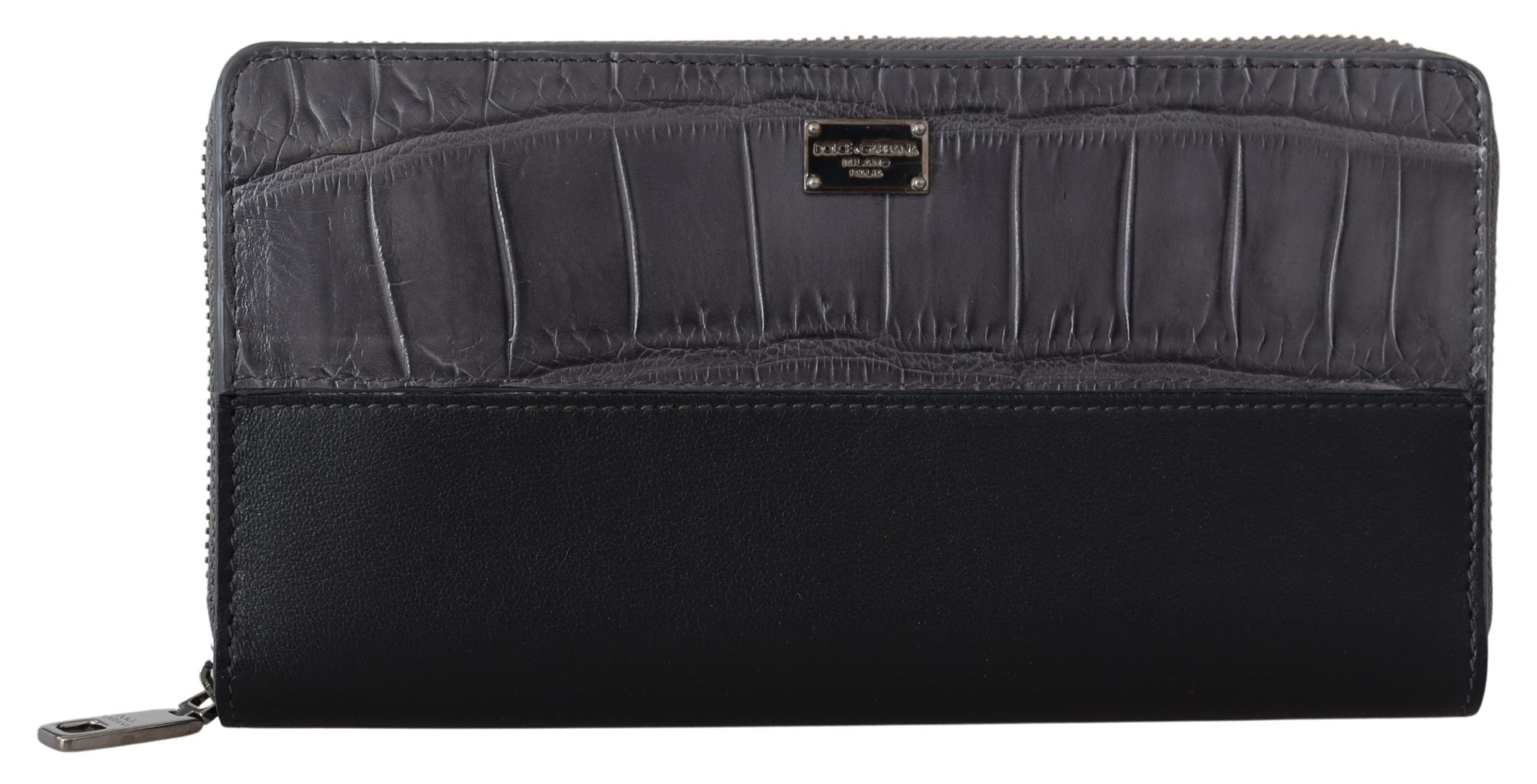 Dolce & Gabbana Black Zip Around Continental Clutch Leather Men's Wallet