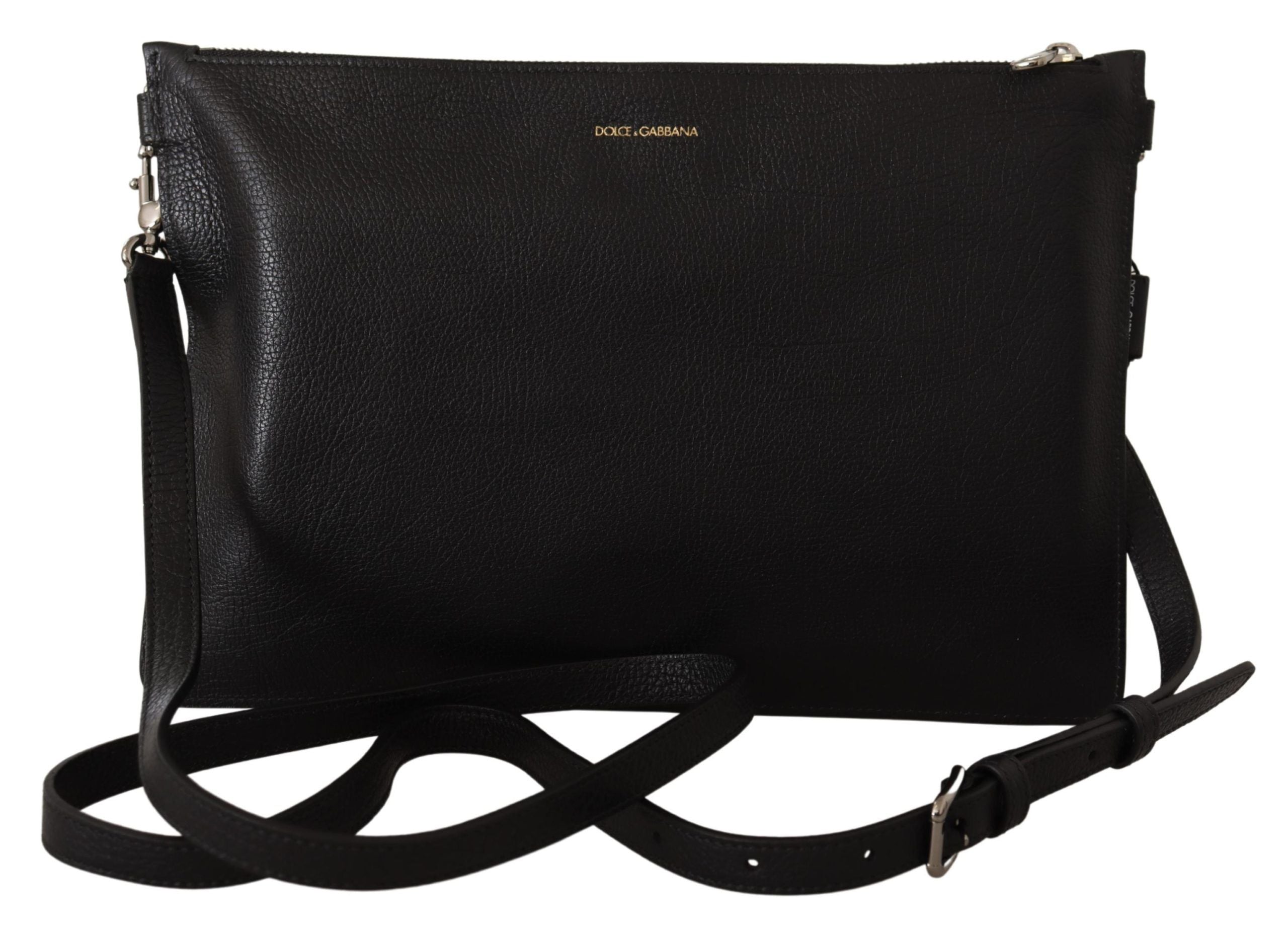 Dolce & Gabbana Black Exotic Leather Shoulder Sling Alta Sartoria Men's Bag