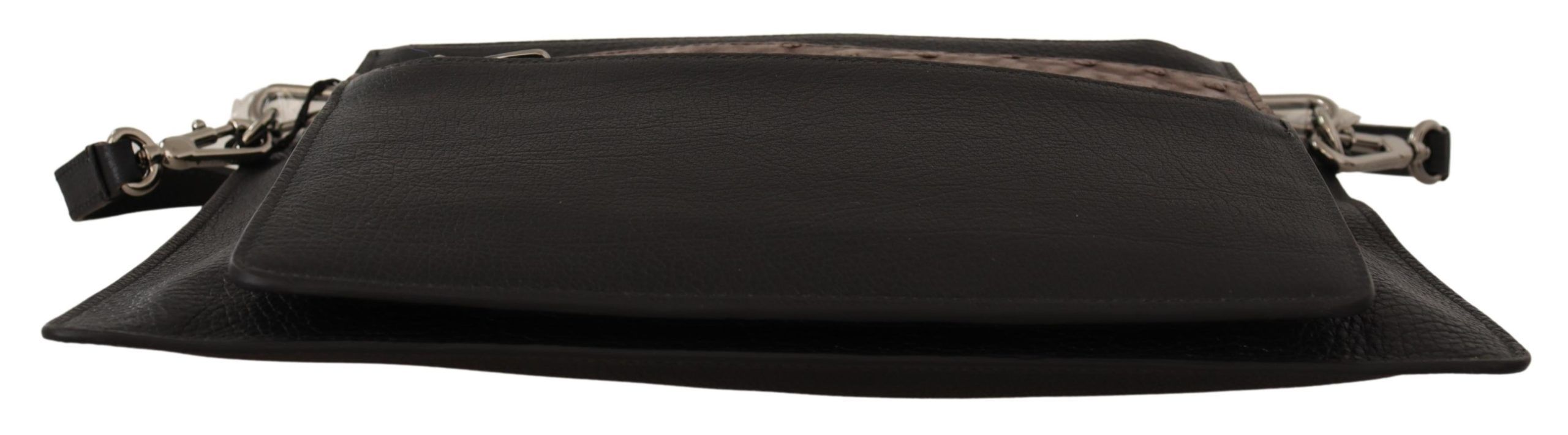 Dolce & Gabbana Black Exotic Leather Shoulder Sling Alta Sartoria Men's Bag